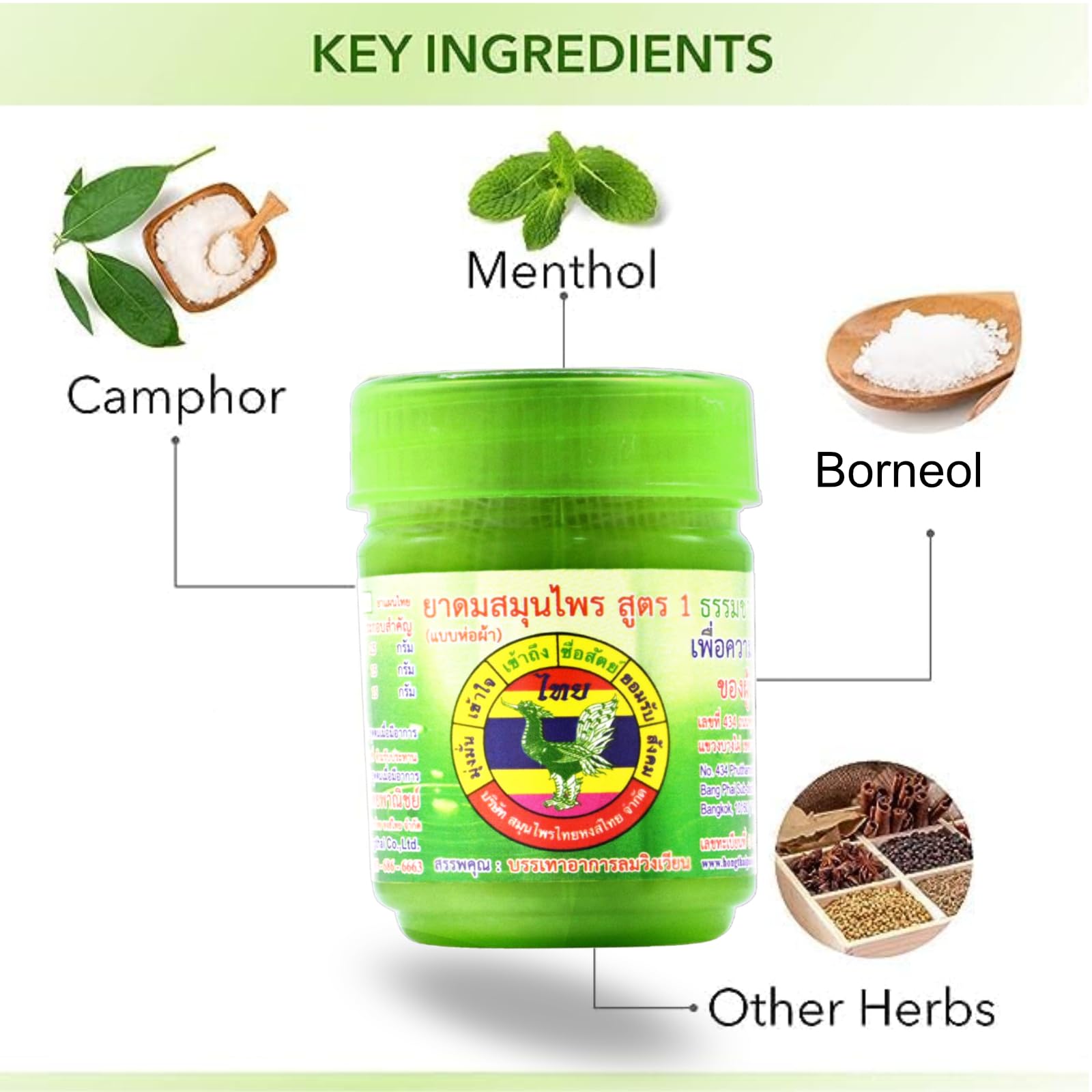 Inhalateur vert HONG THAI, parfum naturel pour relaxation du corps et esprit.