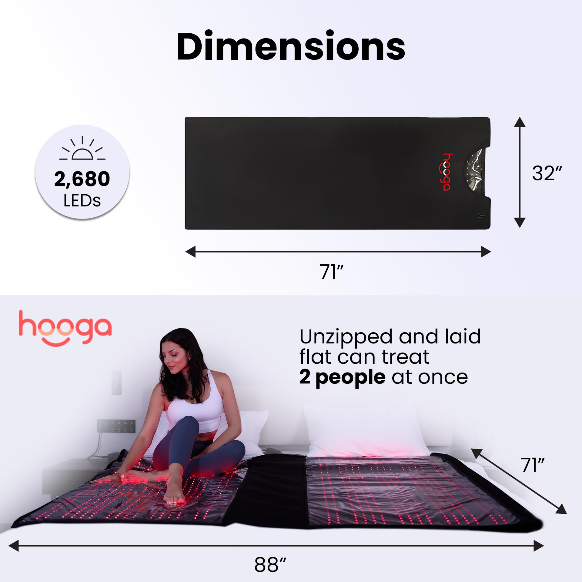 Cocon lumineux Hooga enveloppant le corps avec des diodes uniformes et apaisantes.