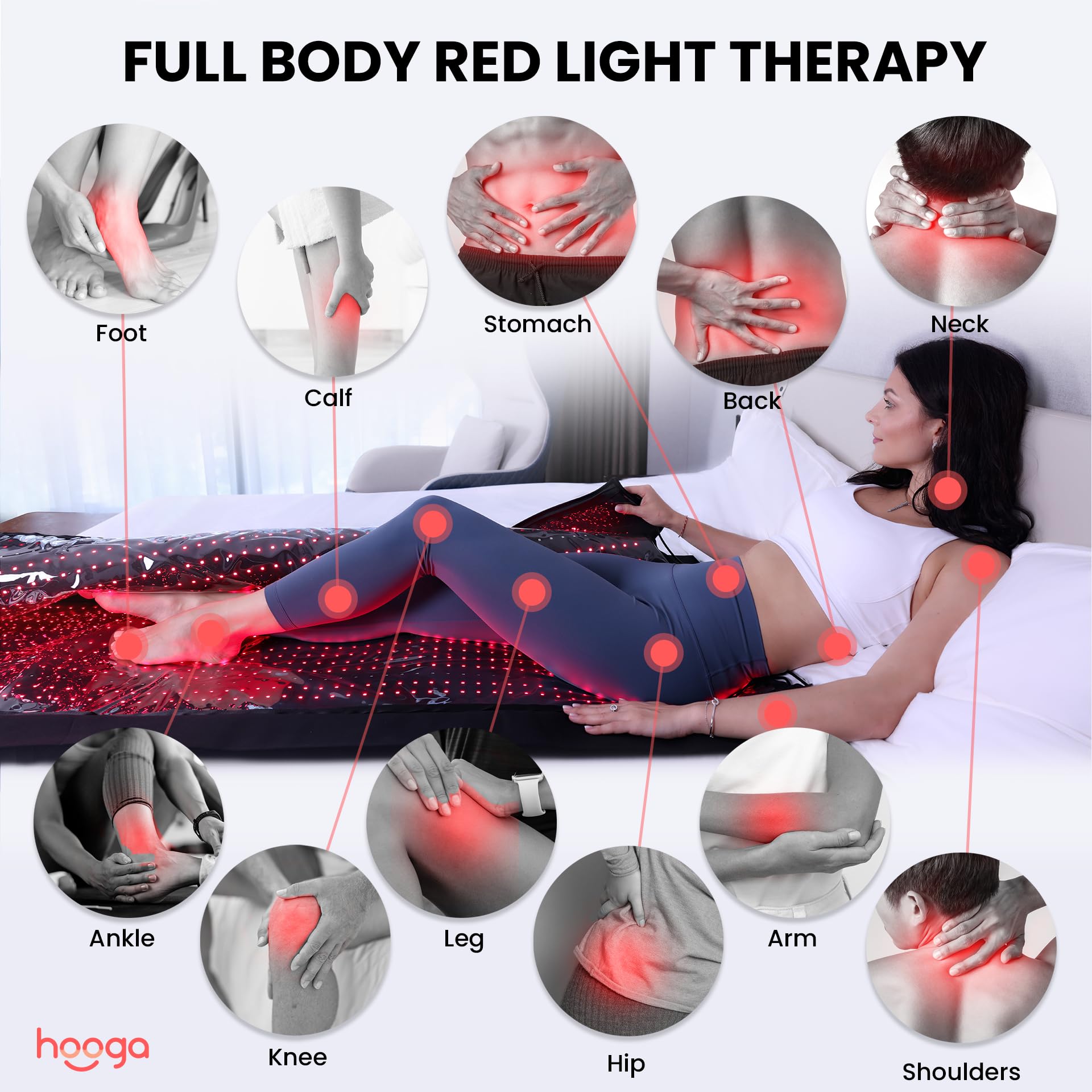 Hooga pod LED thérapeutique, lumière rouge et NIR, idéale pour relaxer les muscles.