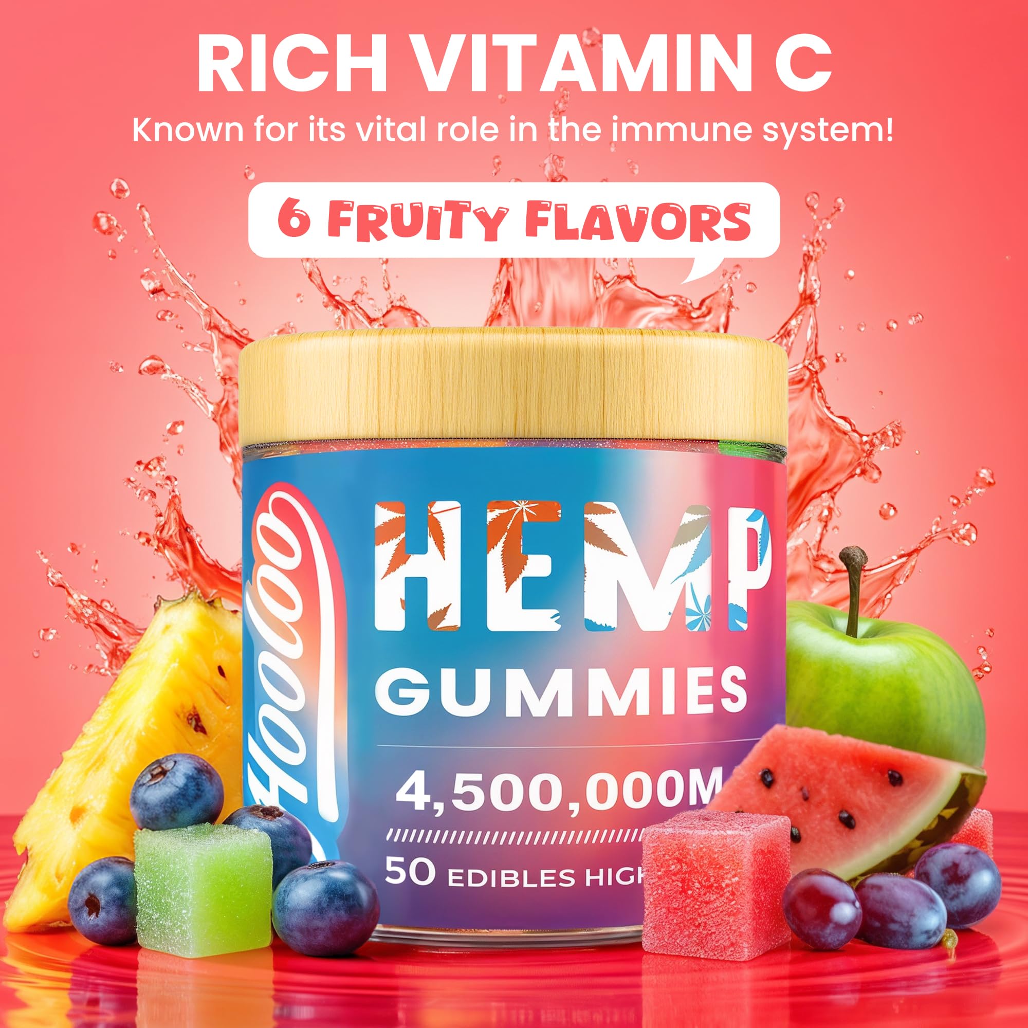 Gommes HOOLOO arômes agrumes, pour une dégustation fruitée et sans goût hemp.