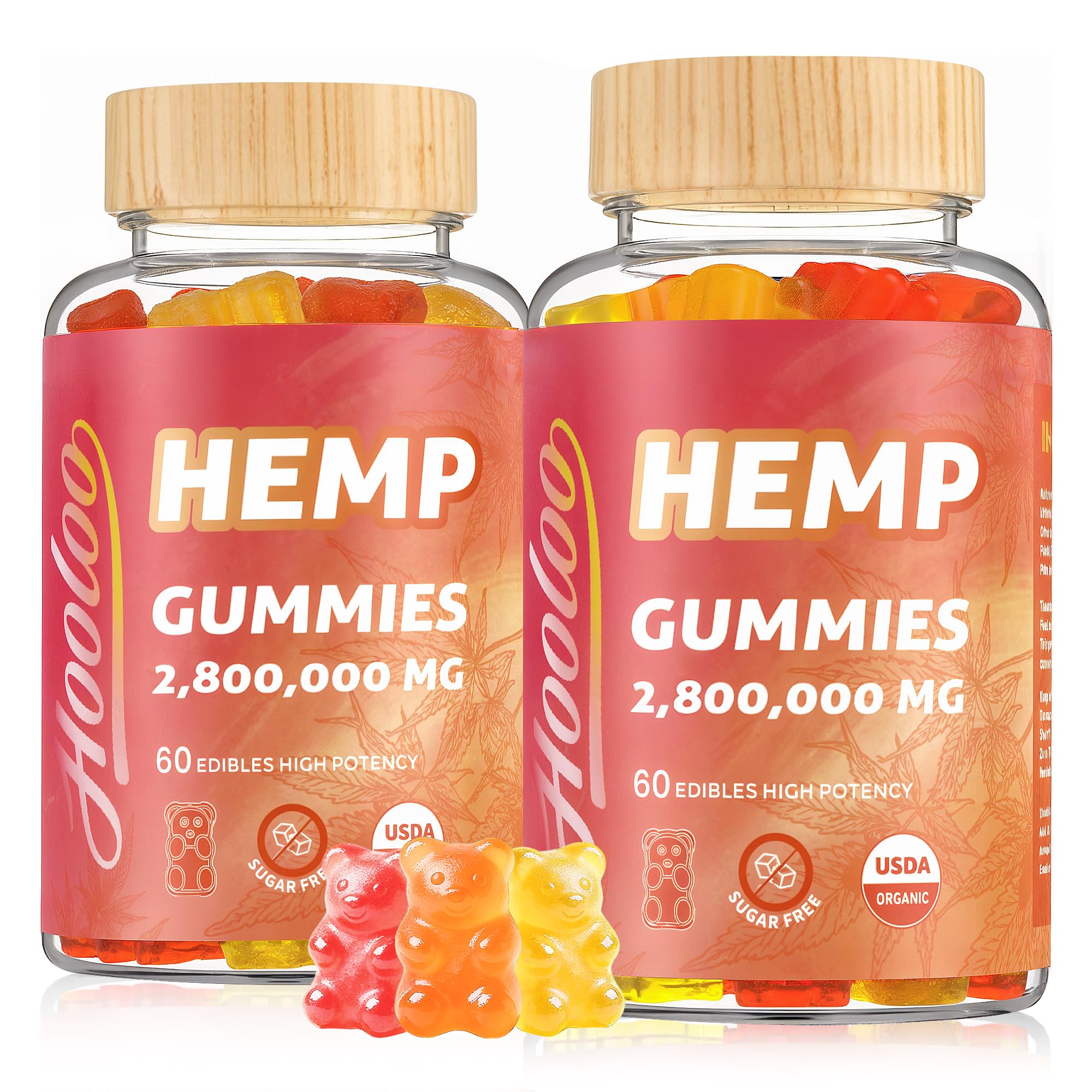 Gummies Hoolo dans une boîte ouverte, saveurs fruitées pour énergie légère.