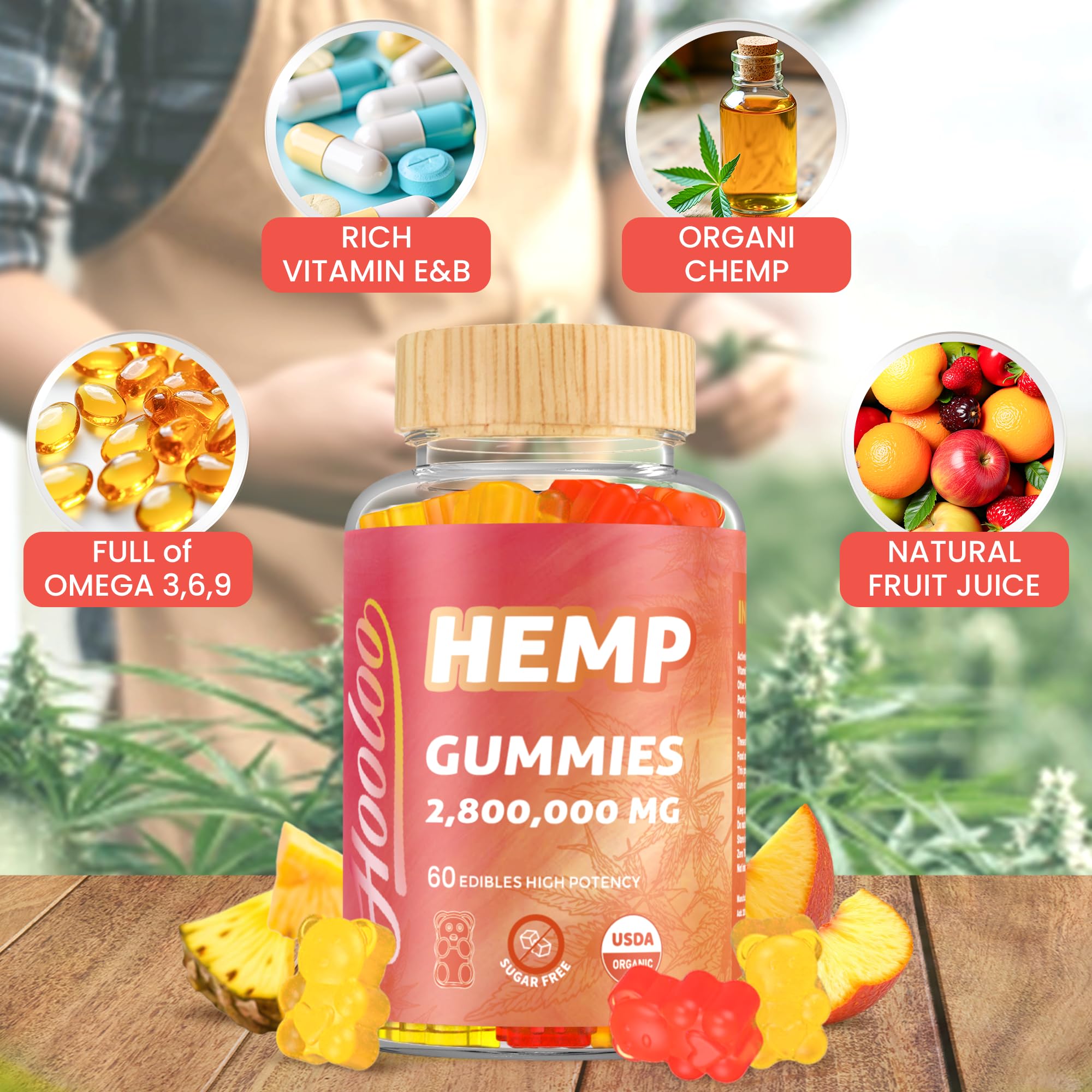Gummies sans sucre ajouté Hoolo, option gourmande et légère.