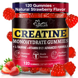 Hoozzch Créatine Gummies, bouteille ouverte, saveur fraise, prise rapide après l'entraînement.