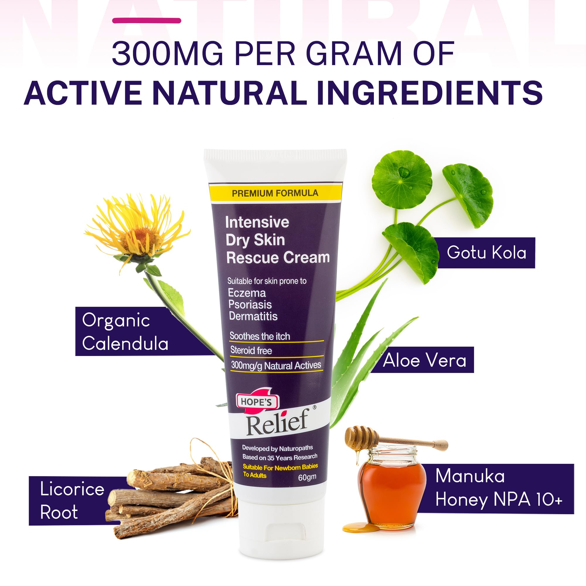 Hope's Relief crème eczéma — application mains rapide et pratique.
