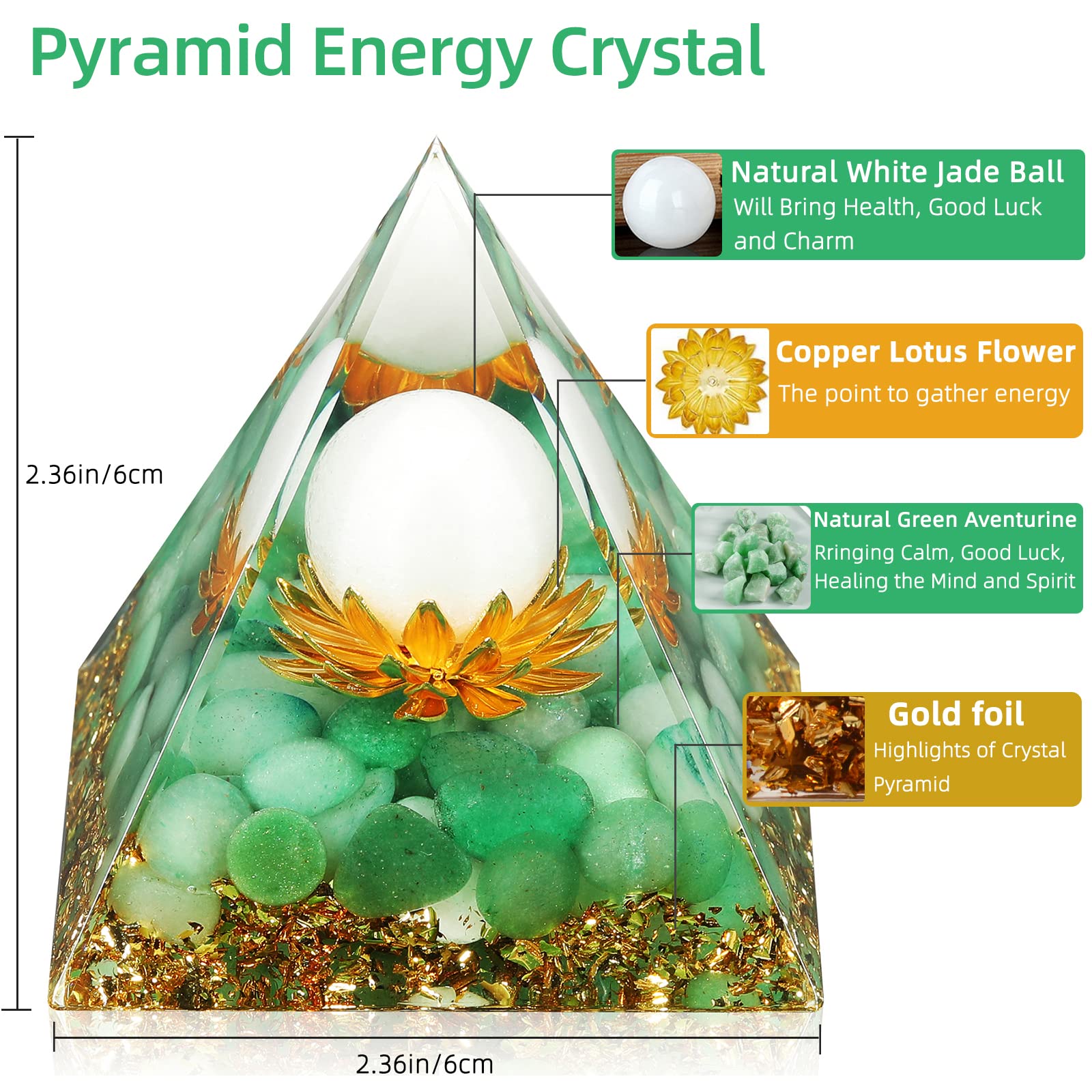Hopeseed Orgone-Pyramide Aventurine Verte: prospérité et équilibre des énergies.