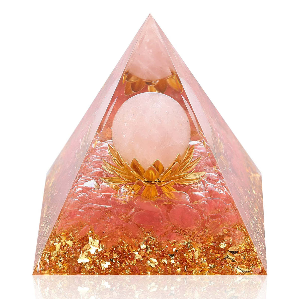 Hopeseed Pyramide Orgone Fleur de Vie en quartz rose, énergie positive pour méditation
