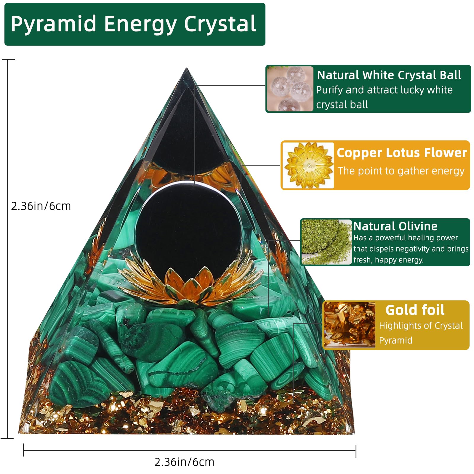Hopeseed Orgone pyramide pierre lune arc-en-ciel: énergie positive dans votre espace.
