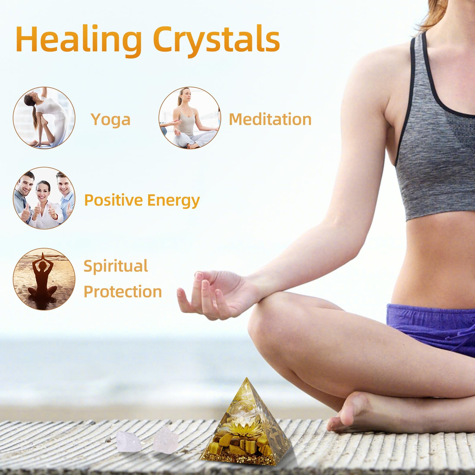 Hopeseed Pyramide Orgone pierres porte-bonheur, attraction de chance et clarté d'esprit.