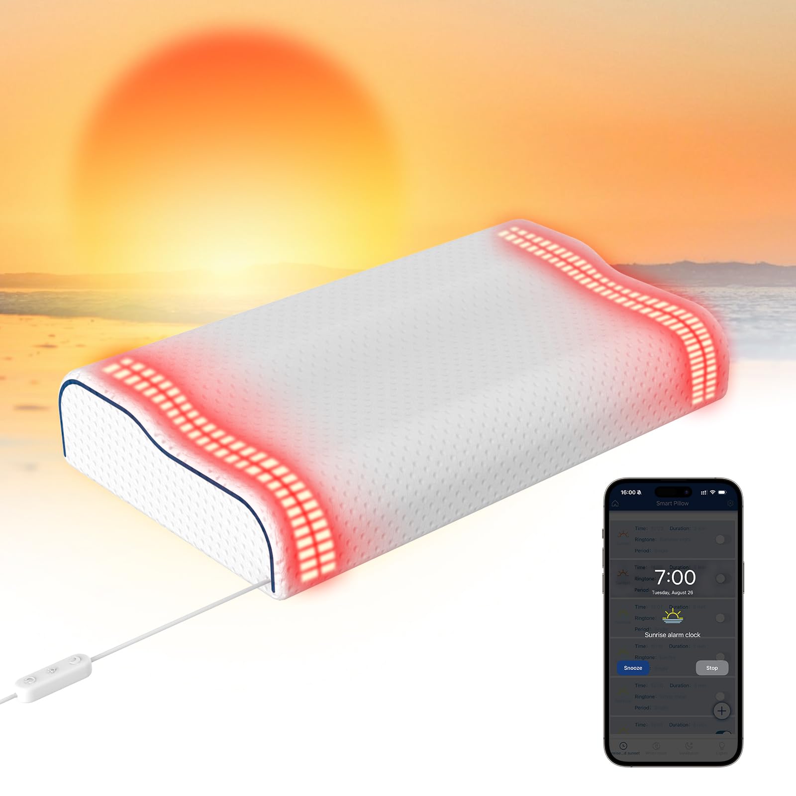 Hopihe Sunrise Oreiller-Reveil lumineux: réveil en douceur pour démarrer la journée.