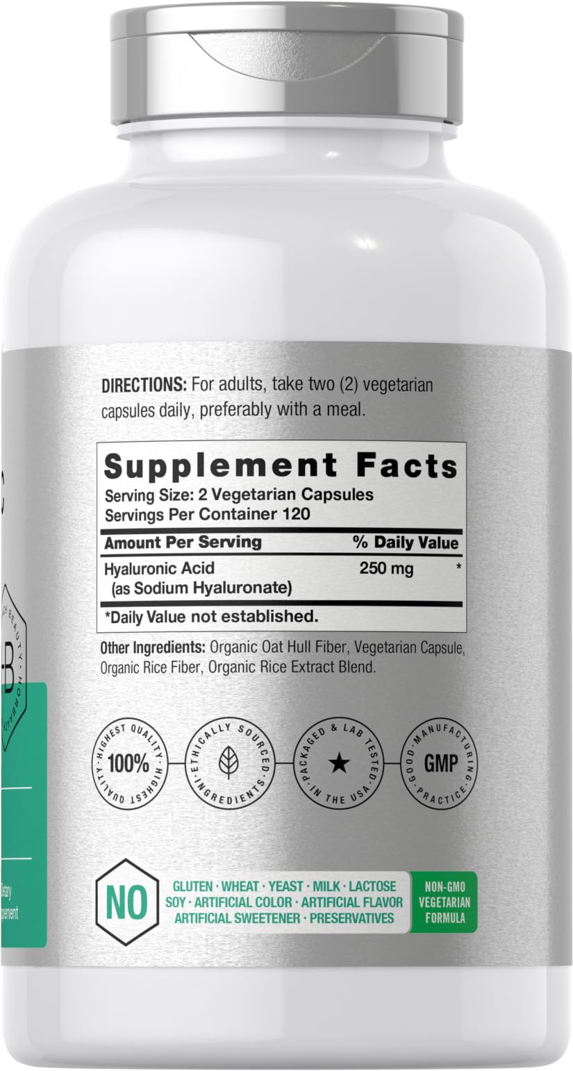 Horbaach acide hyaluronique gélules végétariennes 240 capsules, complément quotidien