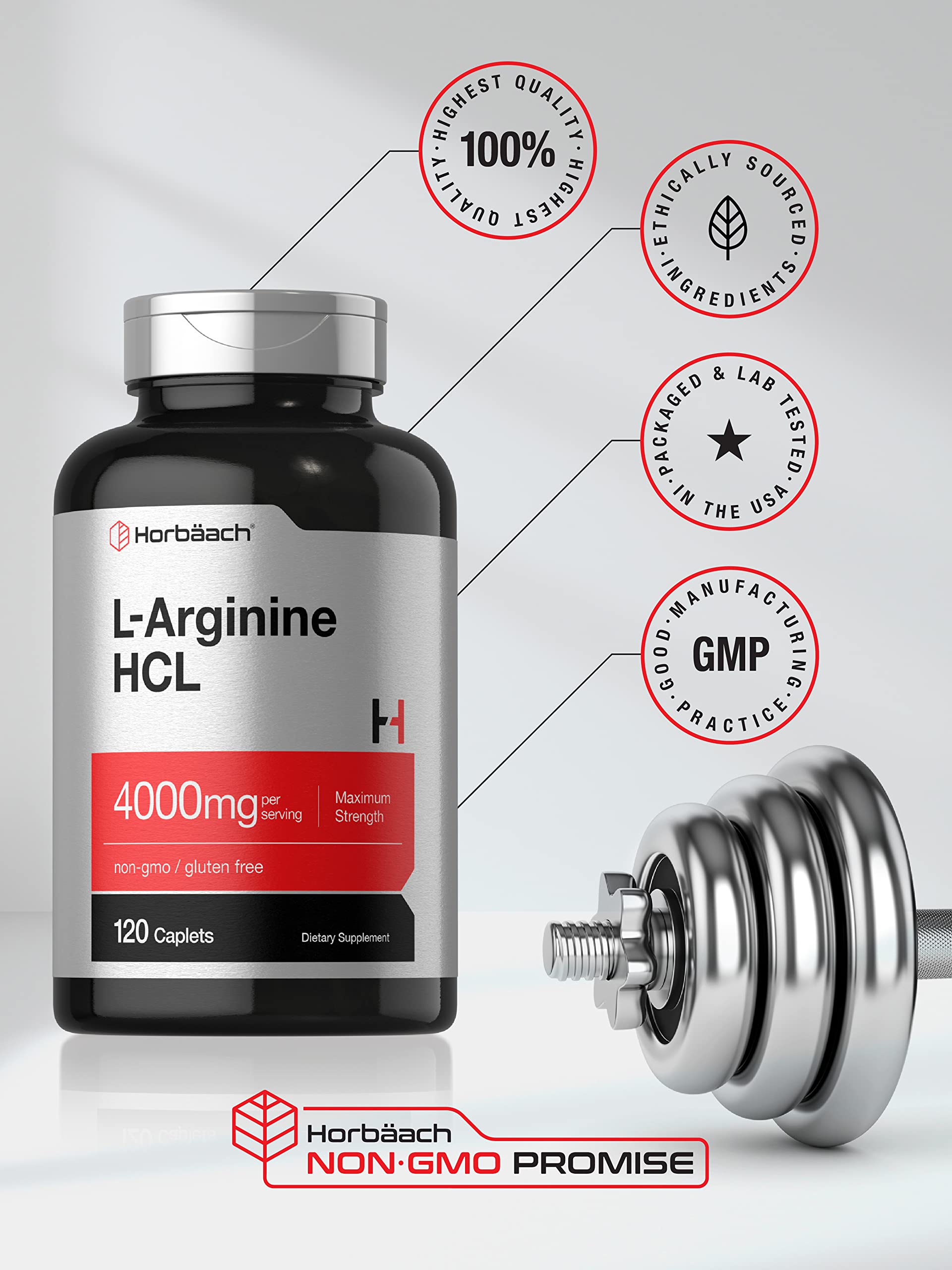 Formulation végétarienne Horbaach L-Arginine 4000 mg.