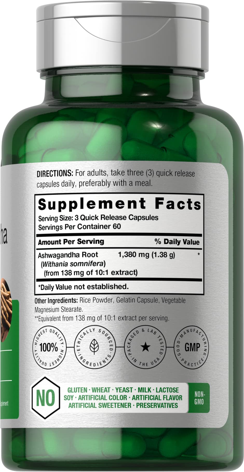 Capsules Horbäach Ashwagandha dans un verre, prise facile.