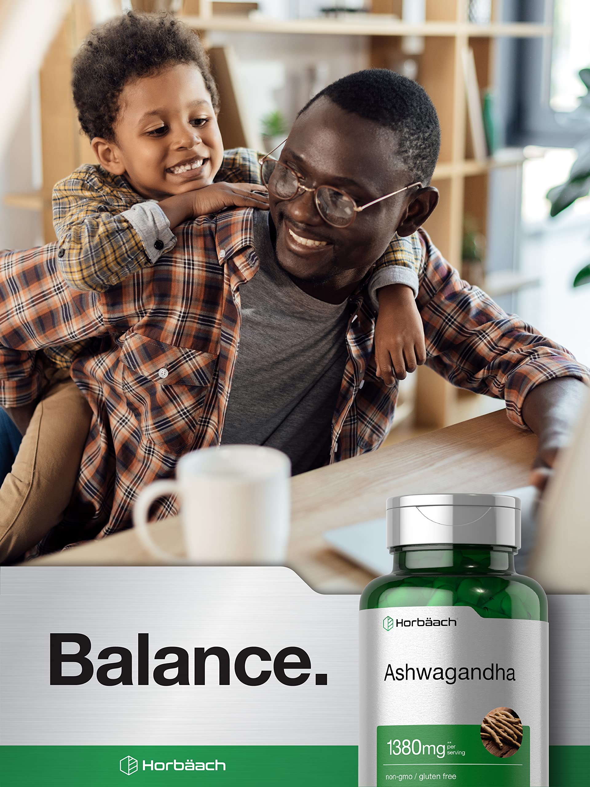 Formule Horbäach Ashwagandha sans OGM et sans gluten.