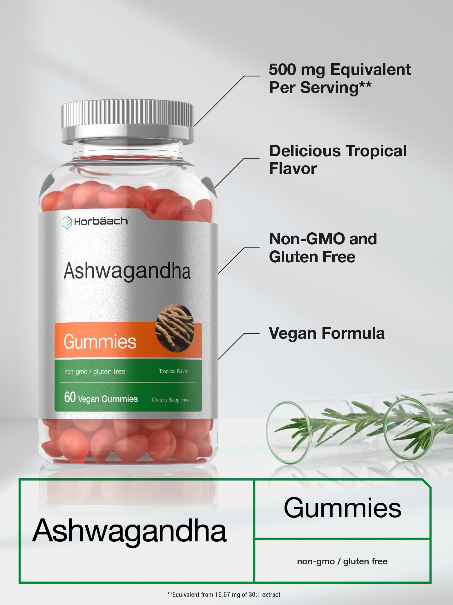 Gomme Horbaach Ashwagandha couleur tropicale, expérience sensorielle séduisante.
