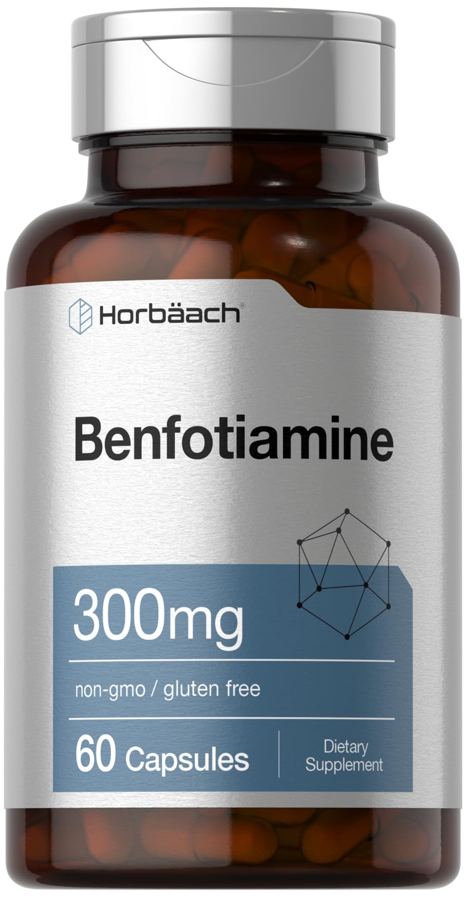 Horbaach Benfotiamine 300mg bouteille, support quotidien pratique et simple à intégrer.