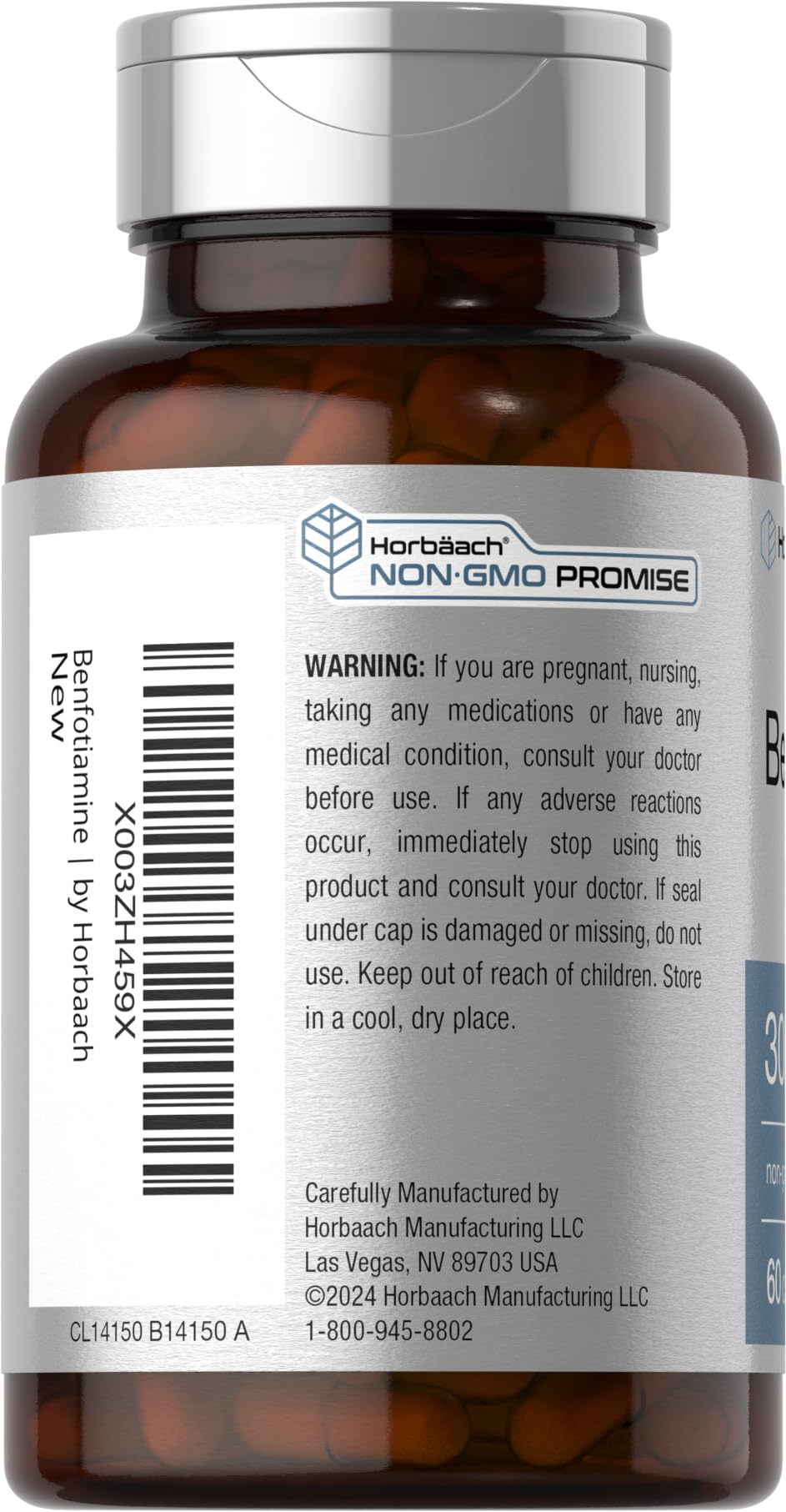 Horbaach Benfotiamine étiquette claire, informations fiables pour suivre l'apport.