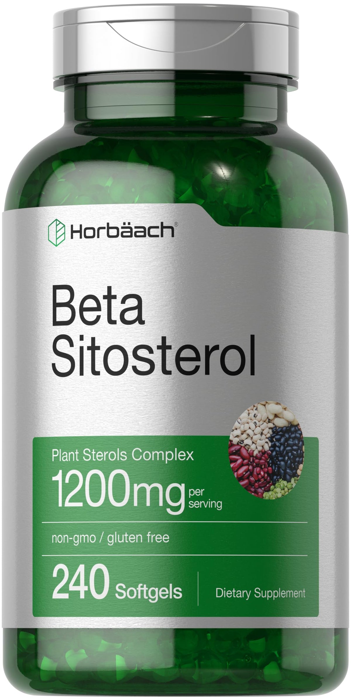 Horbäach Beta Sitosterol 1200 mg – bouteille softgel, prise pratique au quotidien.