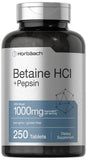 Horbaach Betaine HCl emballage avec détails des ingrédients et utilisation potentielle