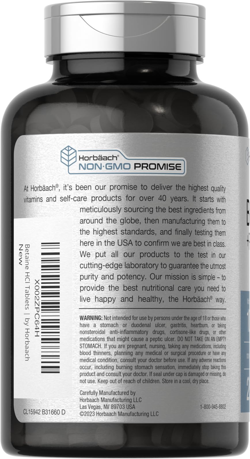 Pepsine et Betaïne HCl dans la formule Horbaach, présentation en flacon