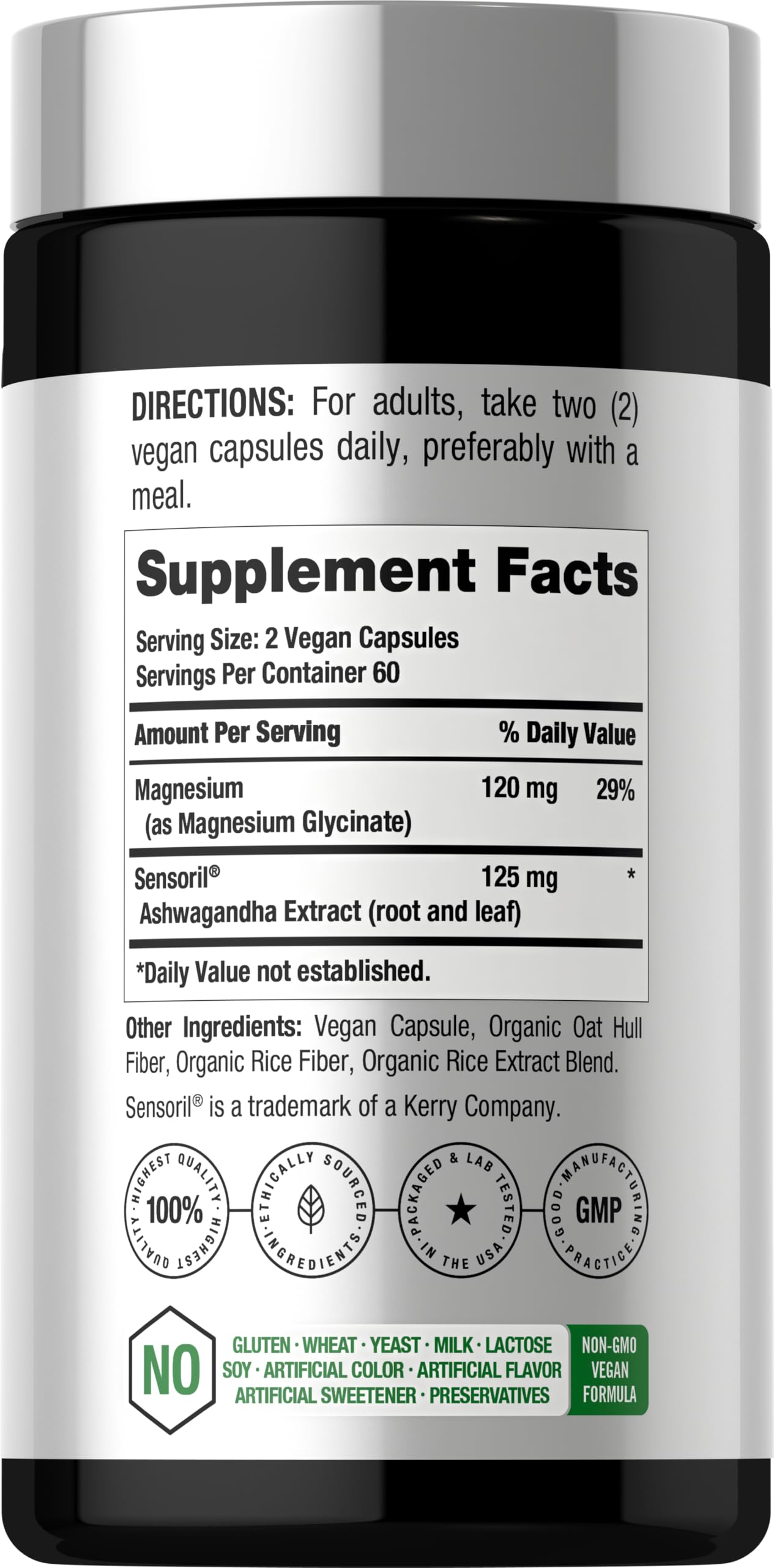 Bouteille Horbaach Ashwagandha et Magnésium sur comptoir, utilisation quotidienne possible.