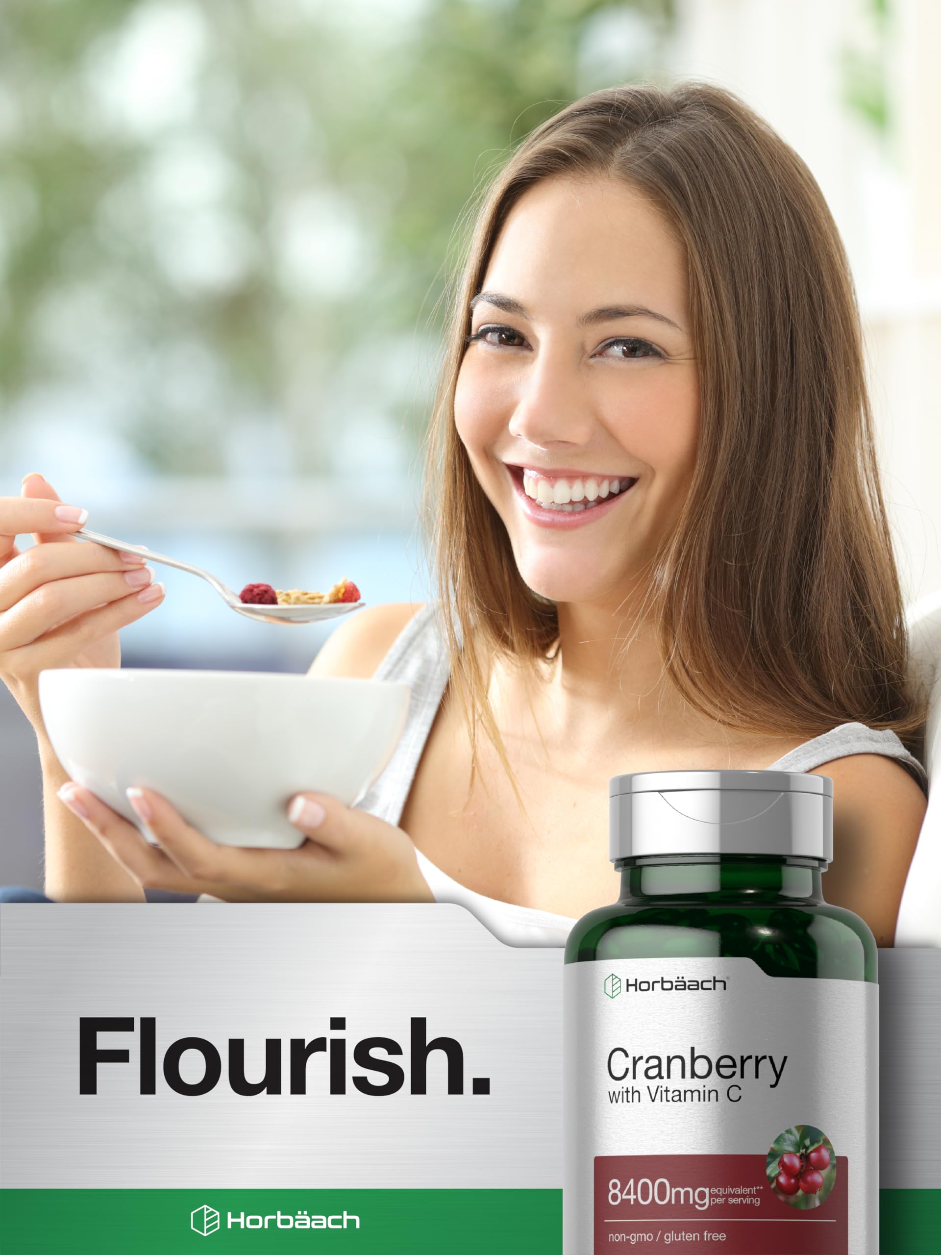 Contrôle qualité Horbaach: canneberge, vitamine C et E dans chaque gélule.