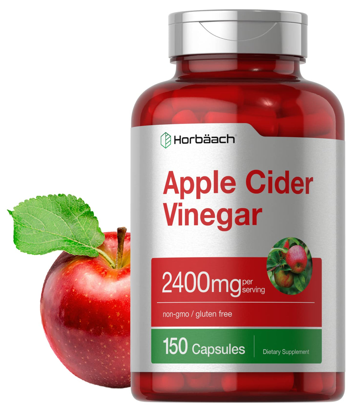 Capsules Horbäach Vinaigre de Pomme, flacon pratique à emporter.