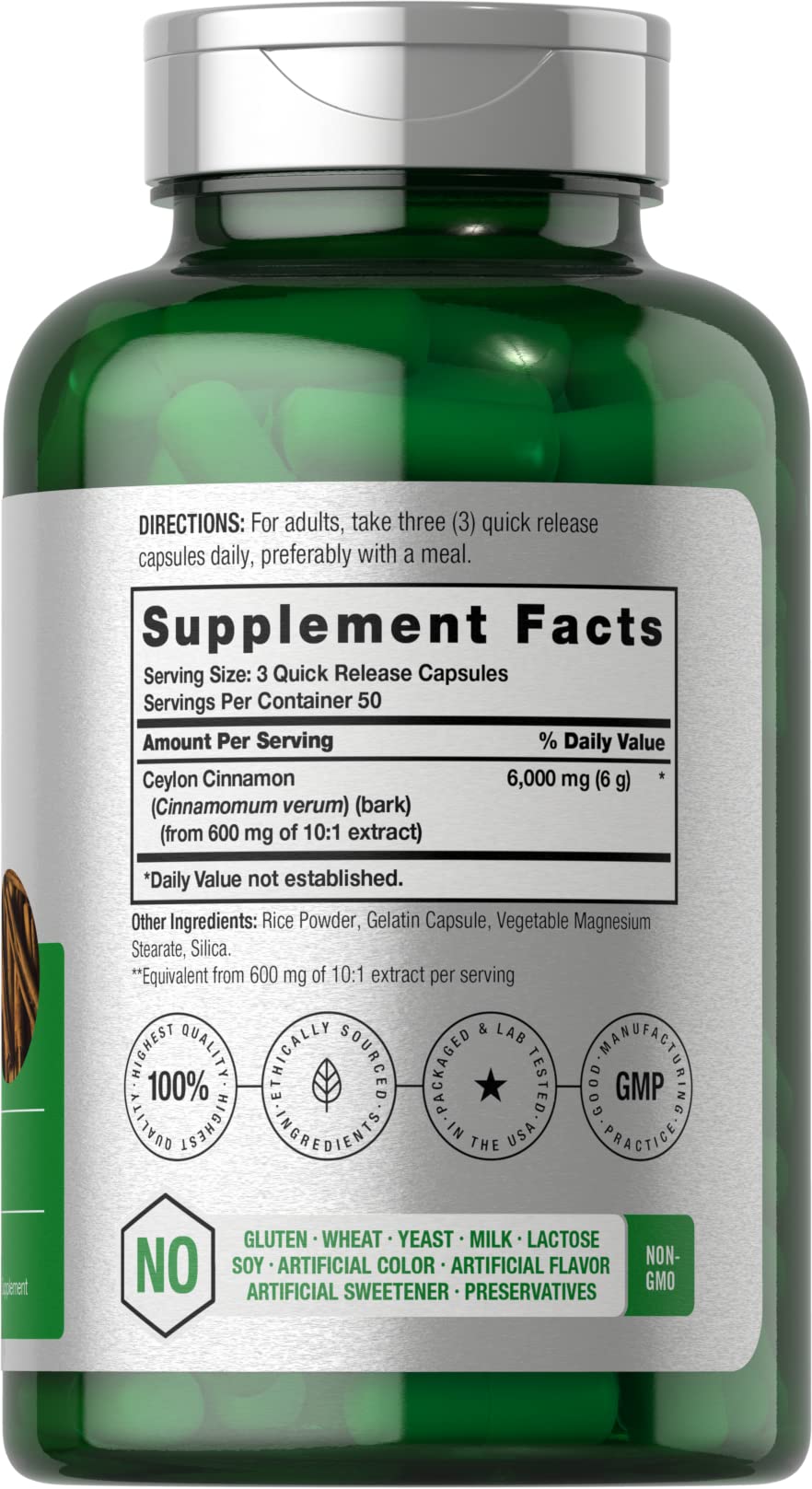 Horbäach Cannelle de Ceylan – bouteille en verre avec gélules faciles à prendre.