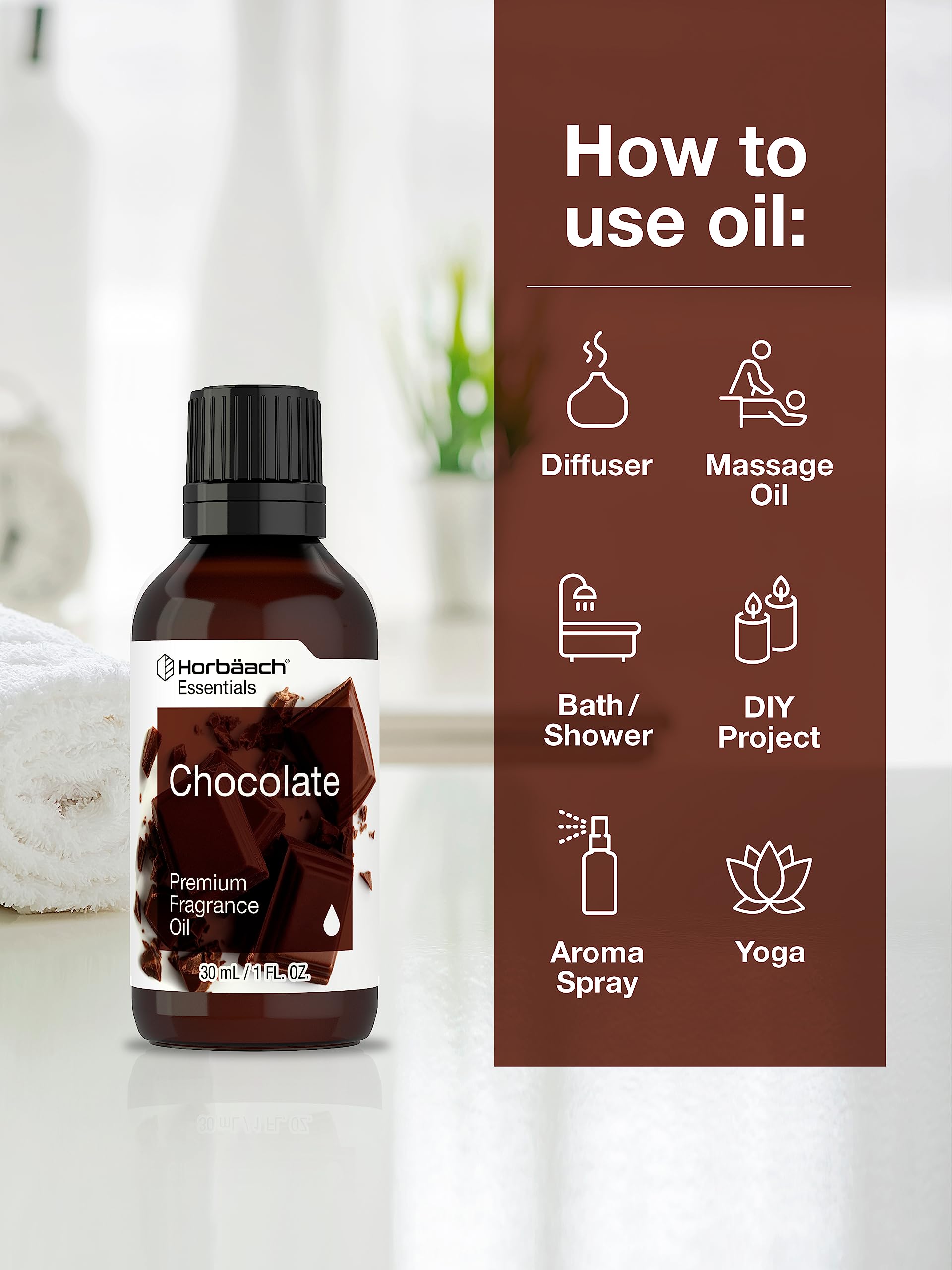 Horbäach Chocolat huile parfum, bougie artisanale, parfume vos créations de bougies chocolatées.