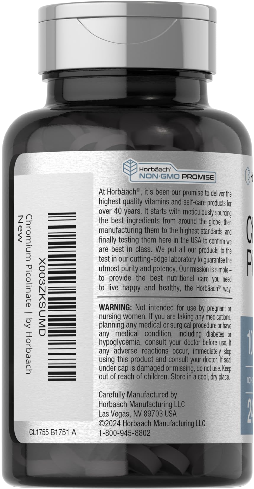 Horbaach Chromium Picolinate, emballage laboratoire et traçabilité