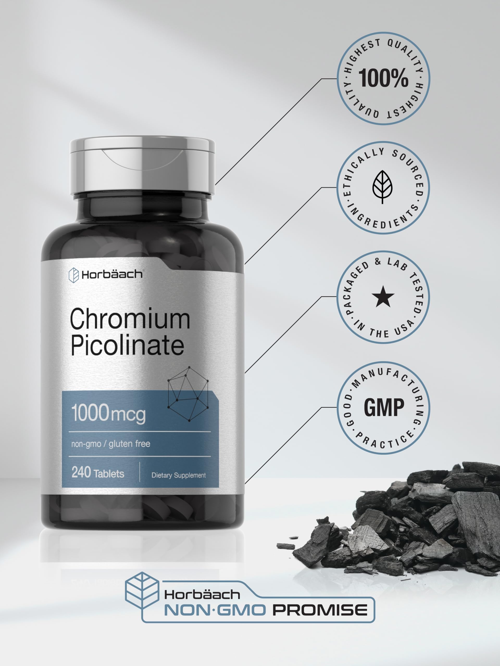 Horbaach Chromium Picolinate sans gluten adapté à certains régimes