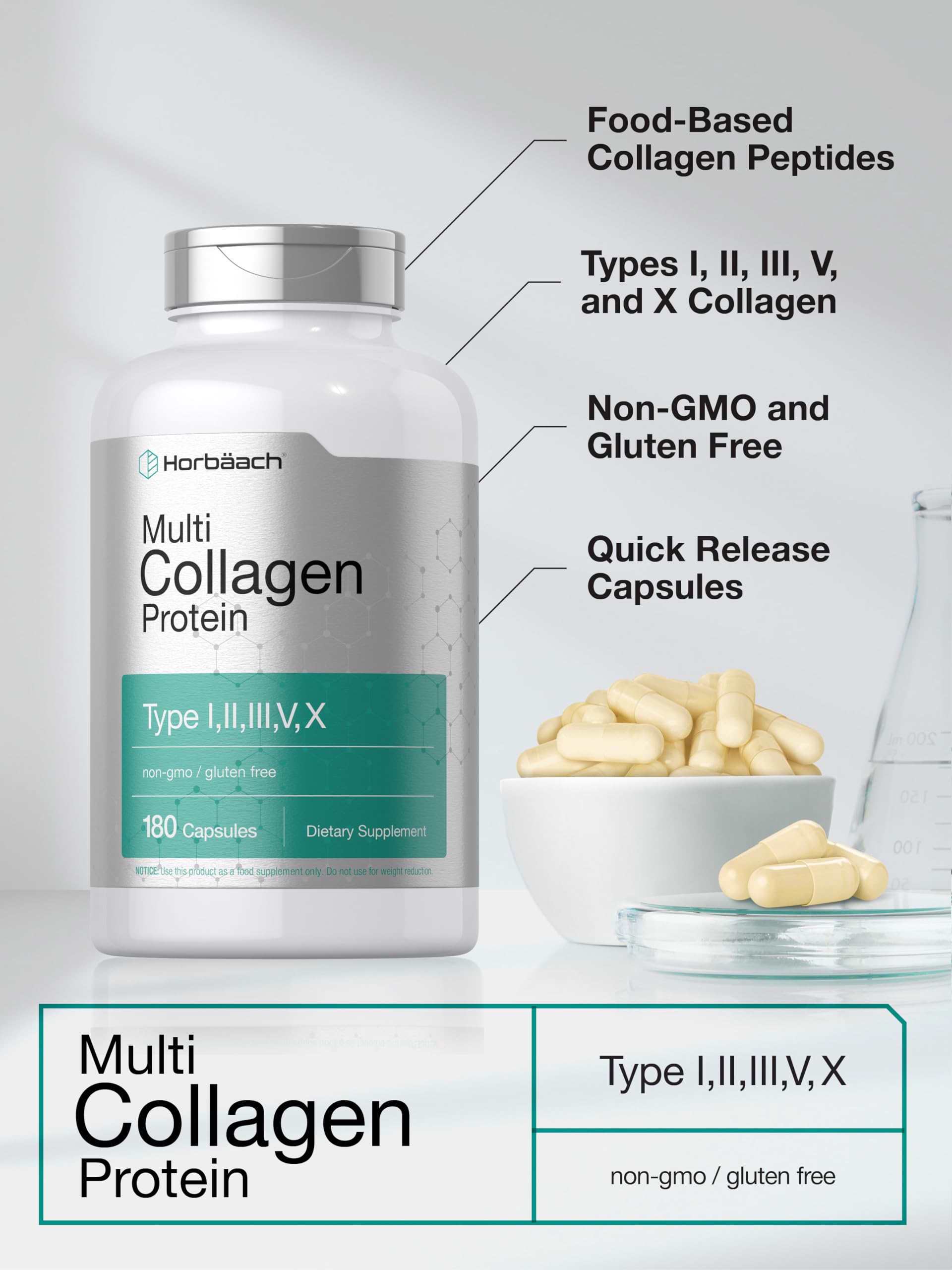 Horbaach Multi Collagen Protéine – types I, II et III: profil varié pour les tissus