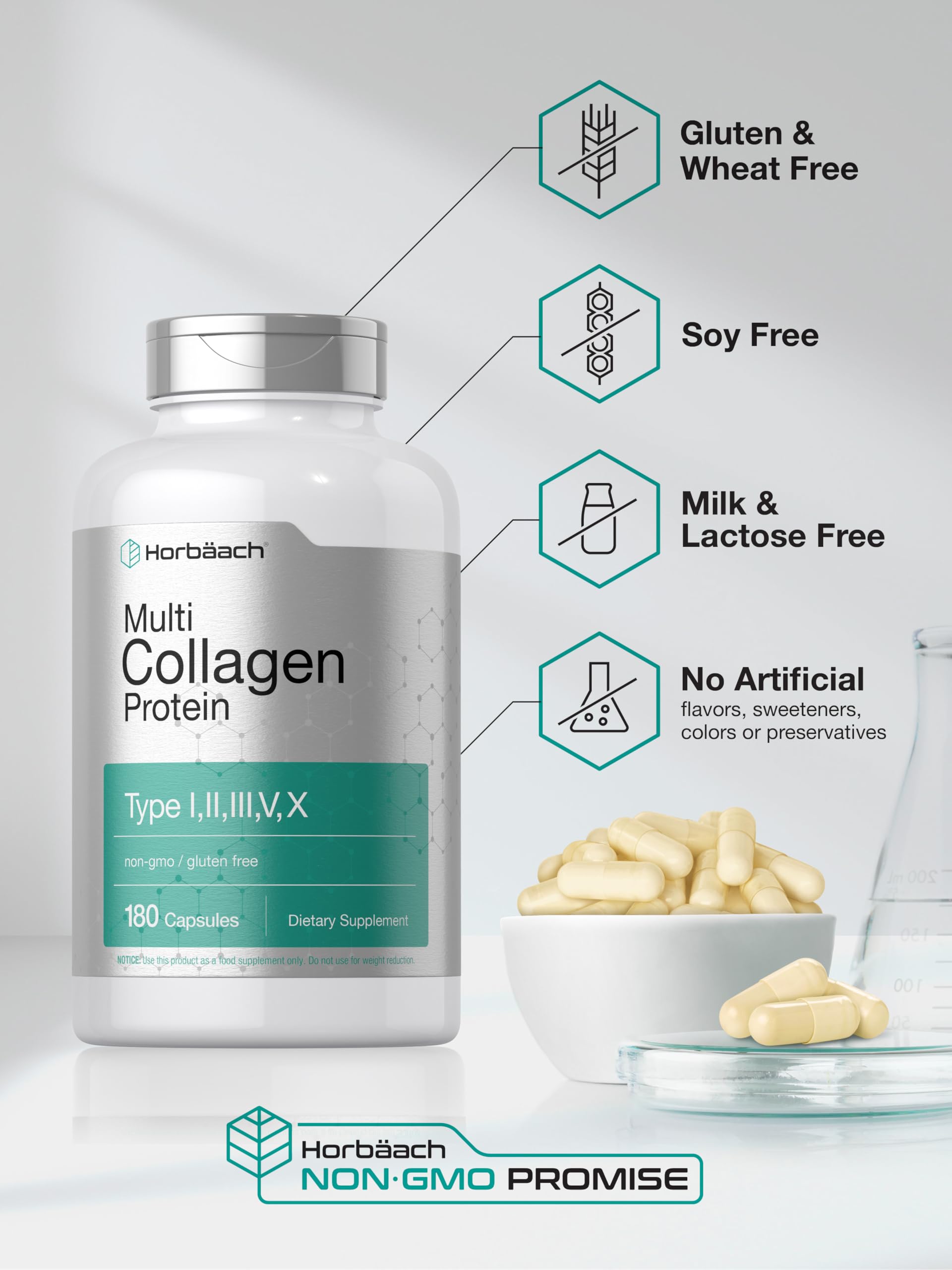 Horbaach Multi Collagen Protéine – types V et X: profil étendu pour le soutien des structures