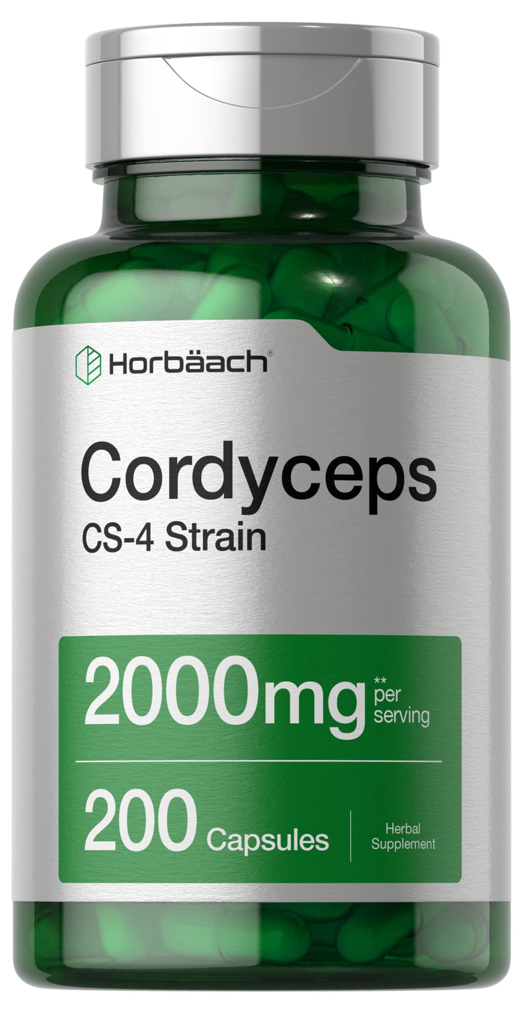 Capsules Horbäach Cordyceps sur bouteille, énergie potentielle au quotidien.