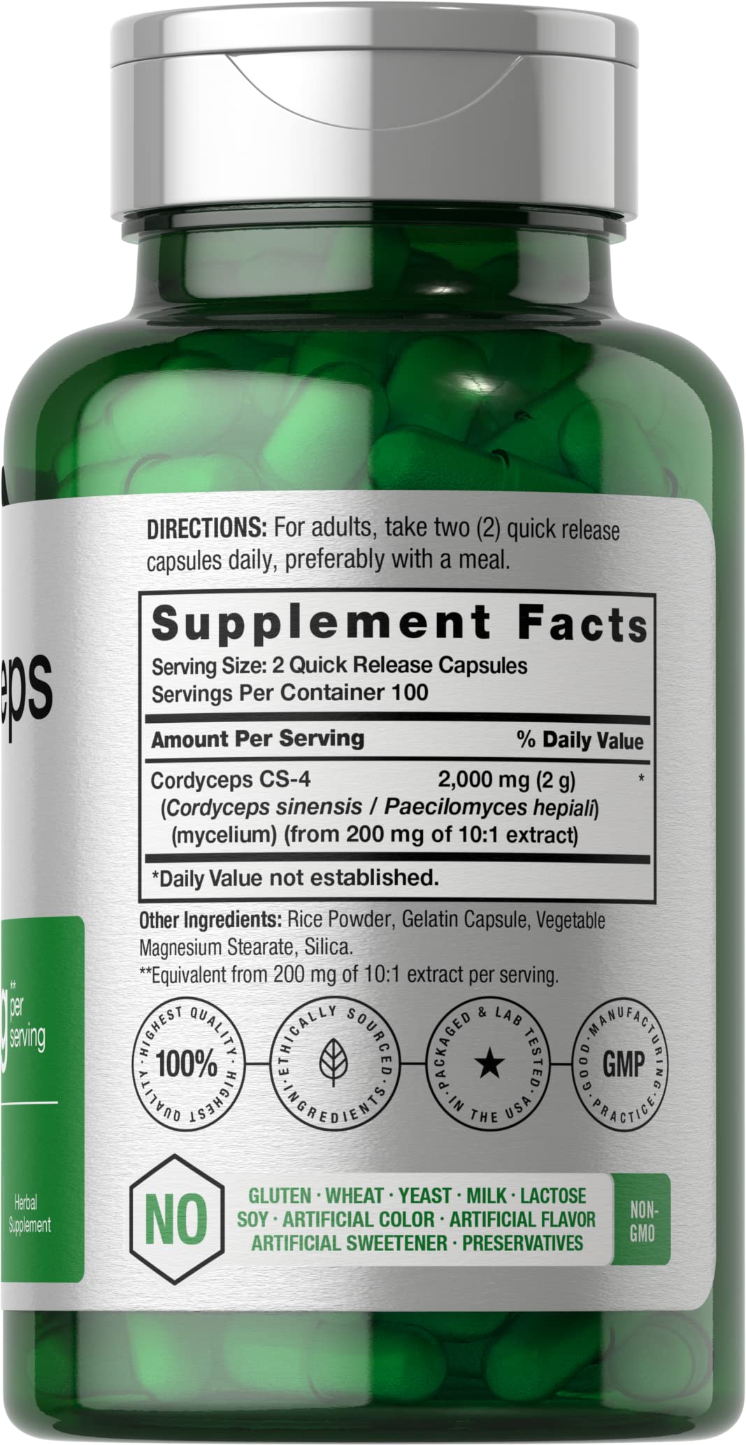 Cordyceps Horbäach, biomasse mycélienne visible, soutien potentiel pour le bien-être.