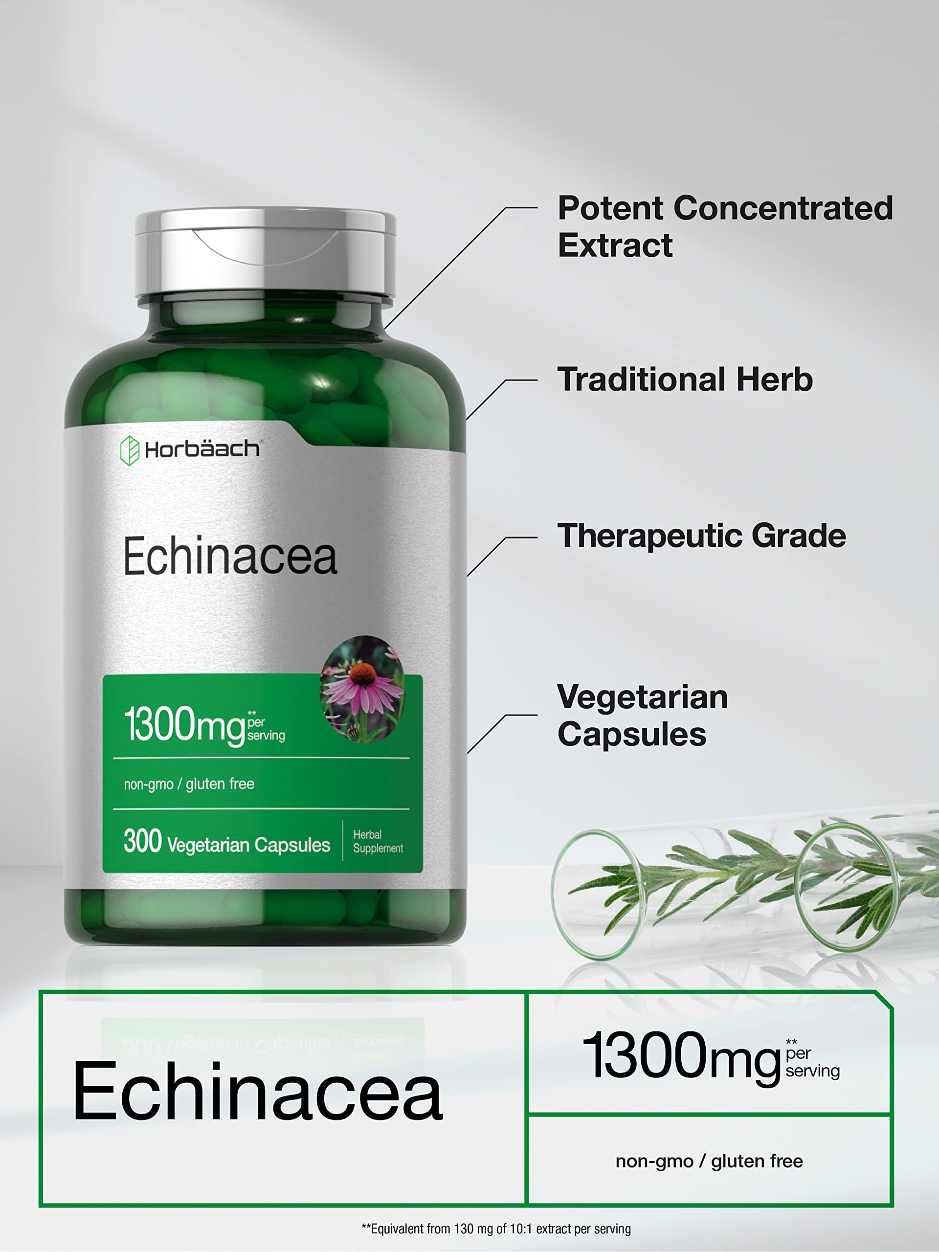 Horbäach Echinacea Capsules Végétariennes: option sans cruauté, capsule végétale facile à avaler.