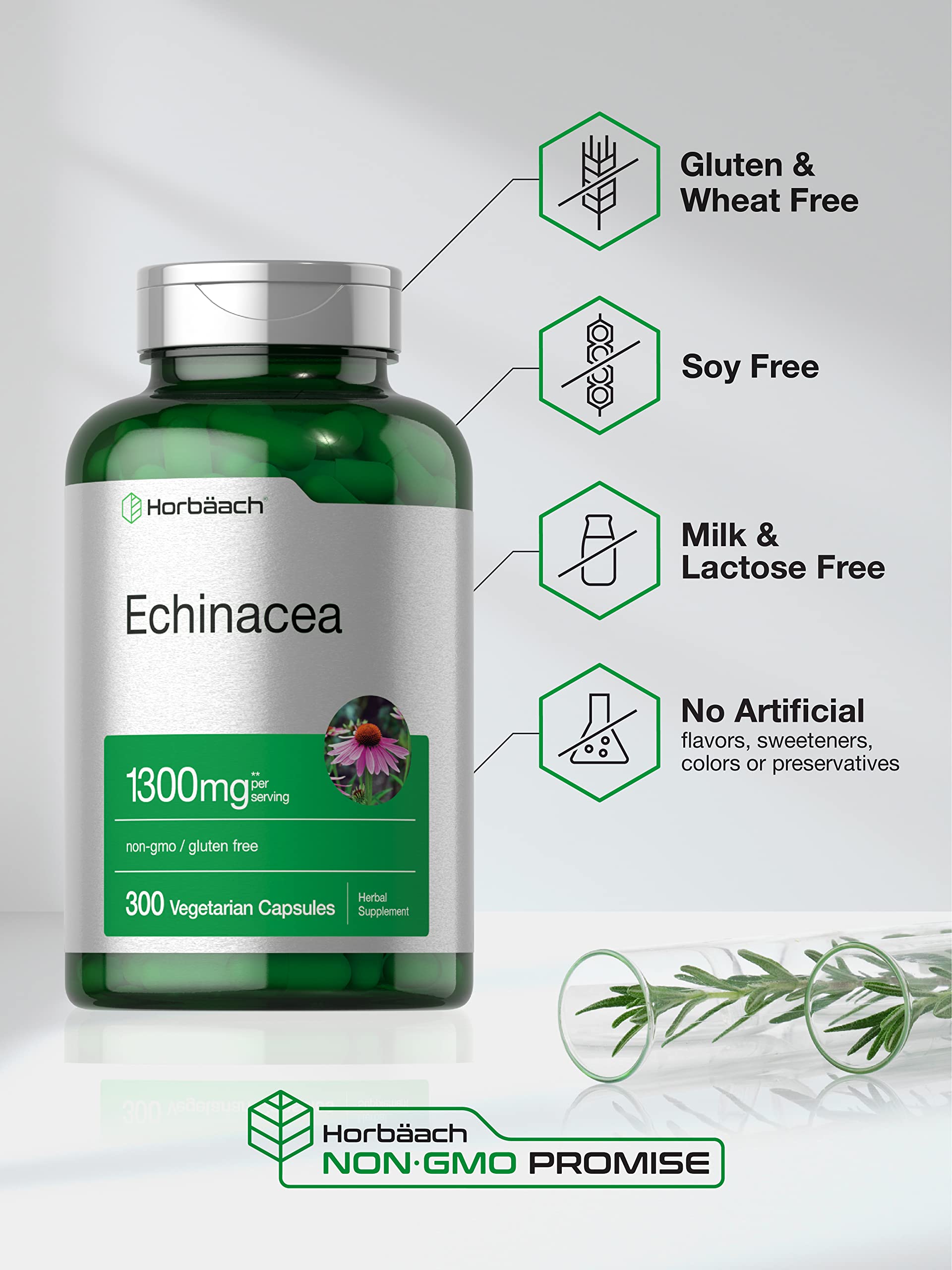 Horbäach Echinacea Non-GMO et Sans Gluten: choix sûr pour le mode de vie équilibré.