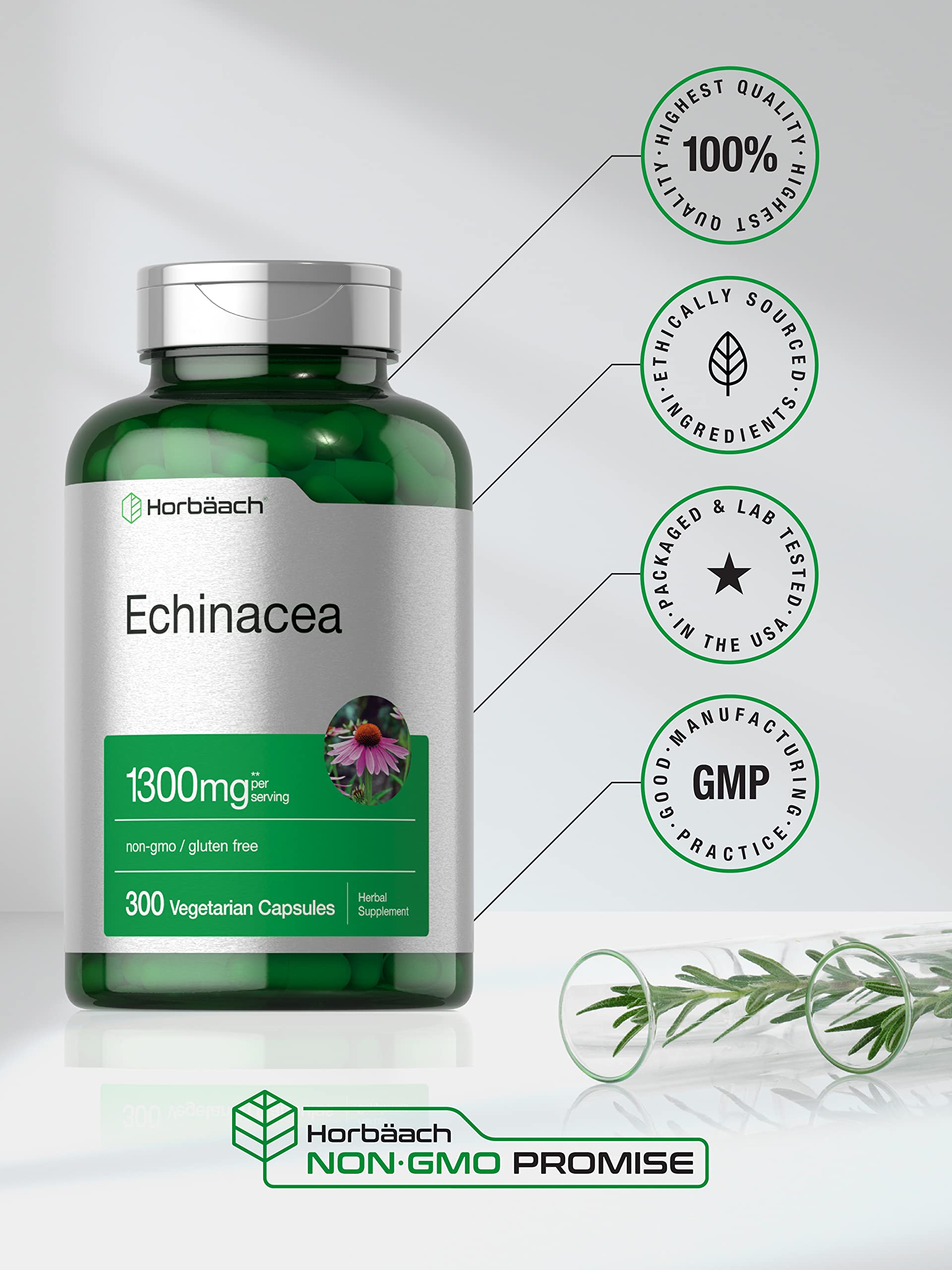 Horbäach Echinacea Extrait: qualité laboratoire, ingrédients purs et fiabilité garantie.