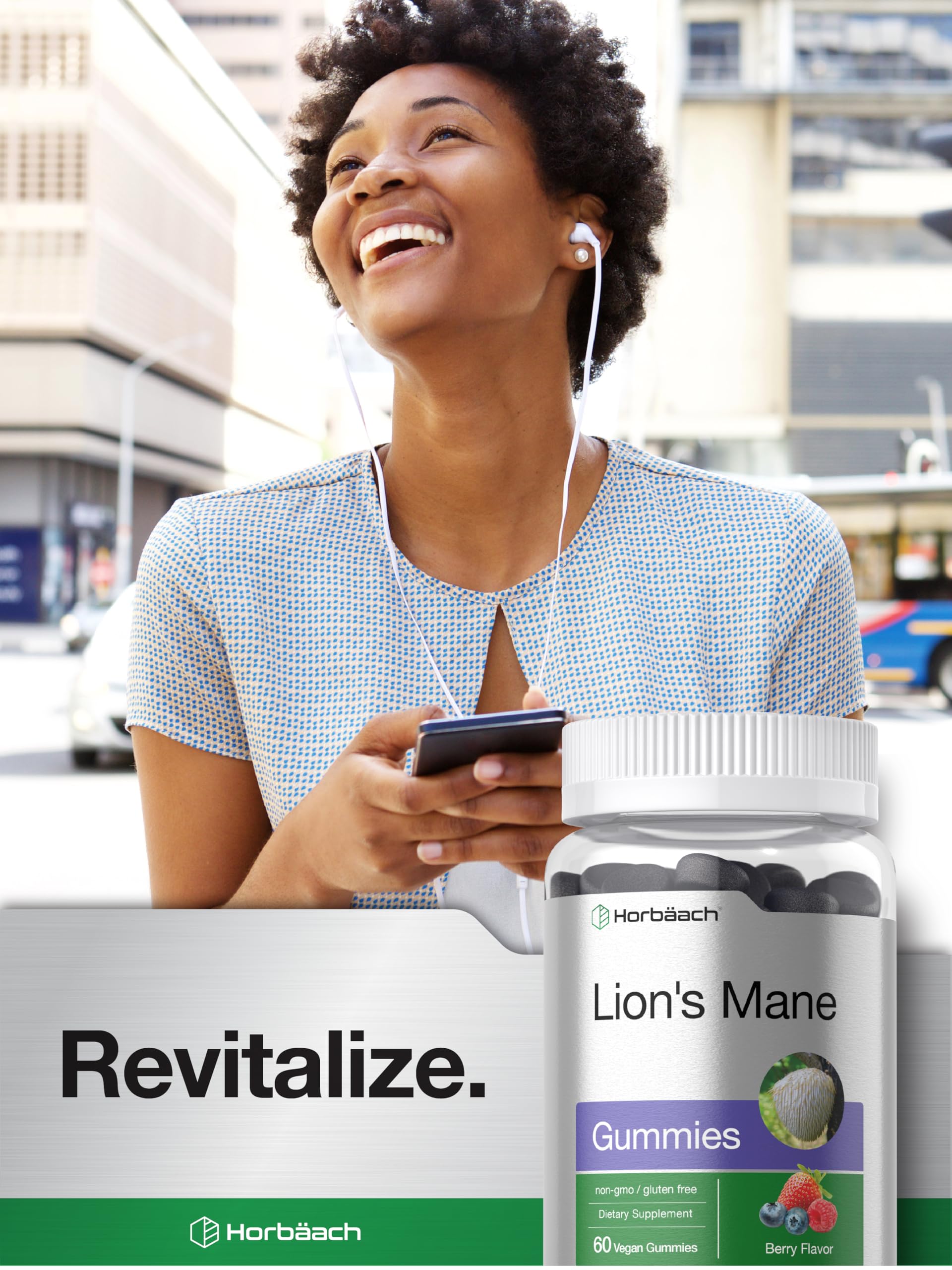 Emballage Horbäach Lion Mane – pot clair et pratique.