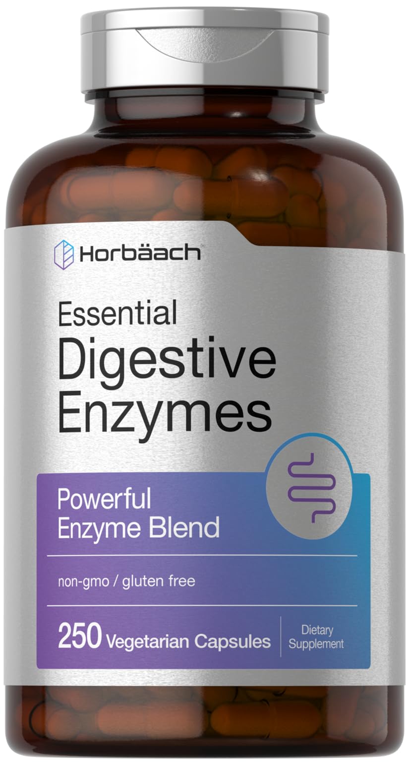 Horbaach Enzymes Digestives Essentielles – bouteille, soutien digestif quotidien et naturel