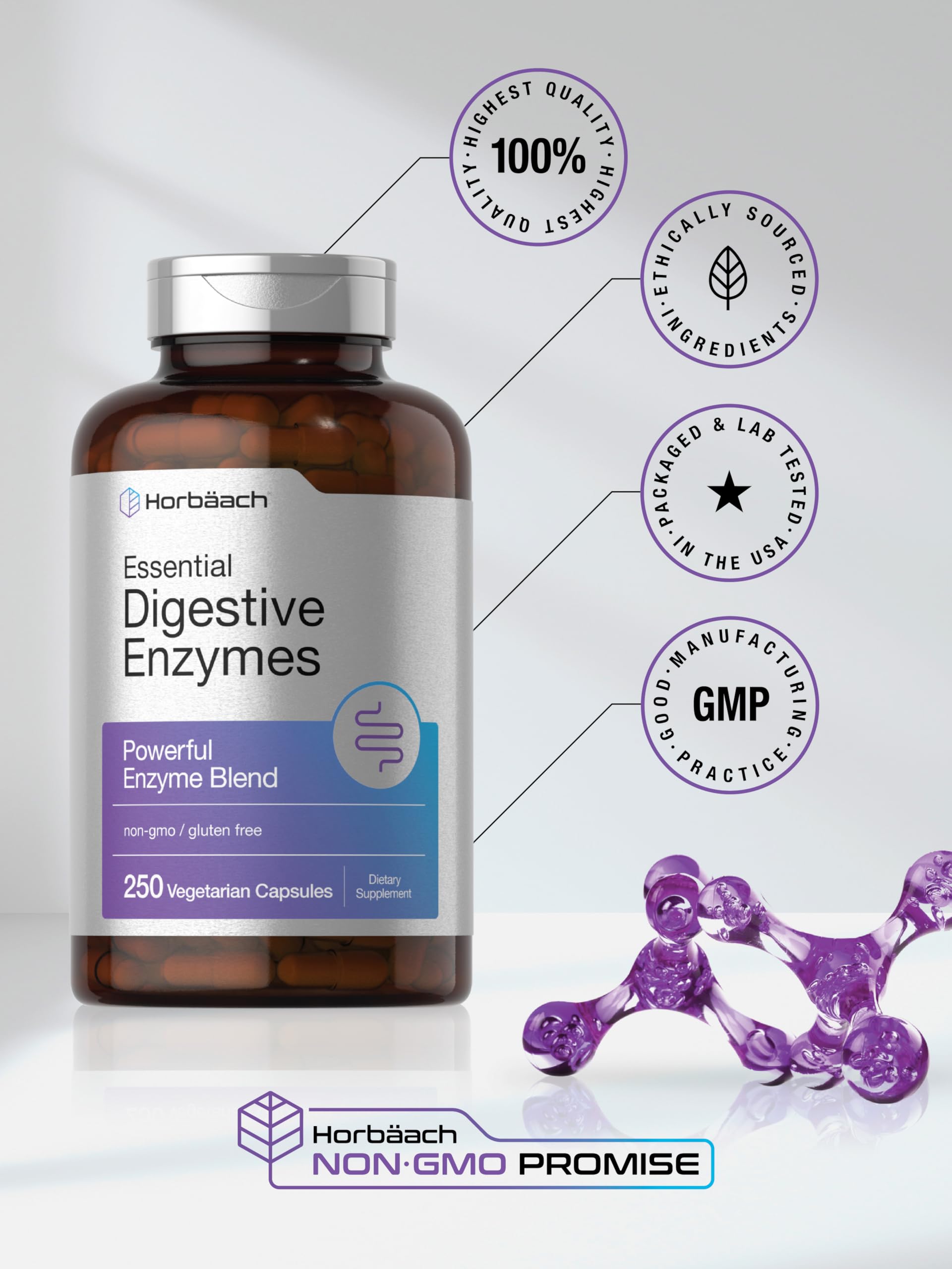 Horbaach Enzymes Digestives Essentielles – sans gluten, option adaptée aux régimes