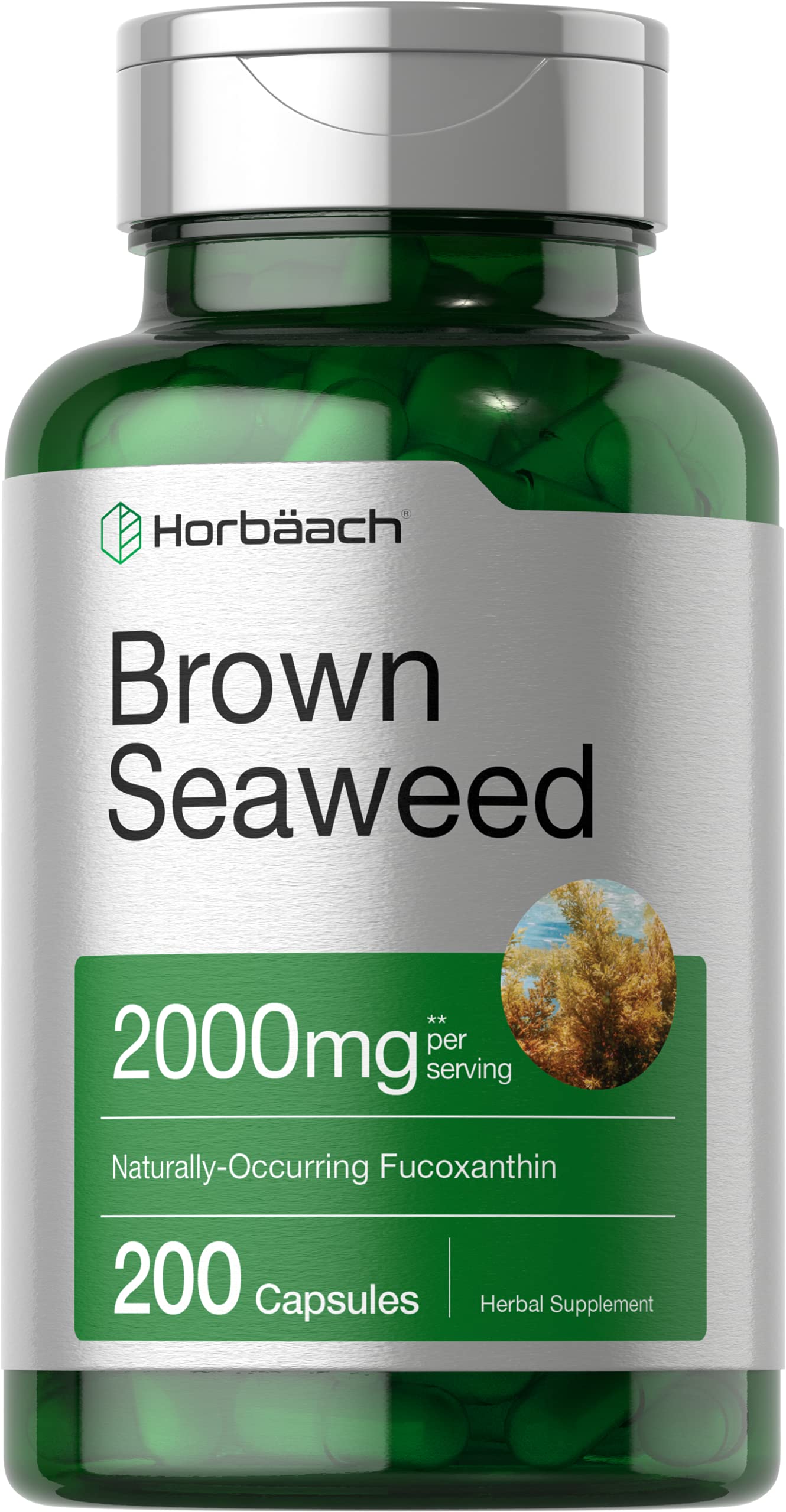 Capsules Horbäach d'extrait d'algue brune, riche fucoxanthine pour une approche naturelle.