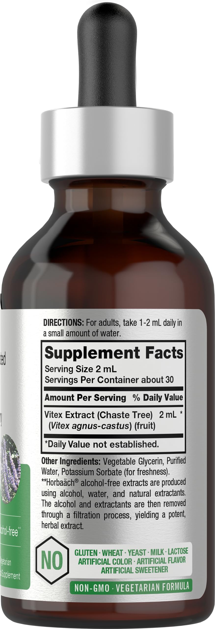 Horbäach Extrait Vitex: étiquette claire, informations fiables pour utilisation quotidienne.