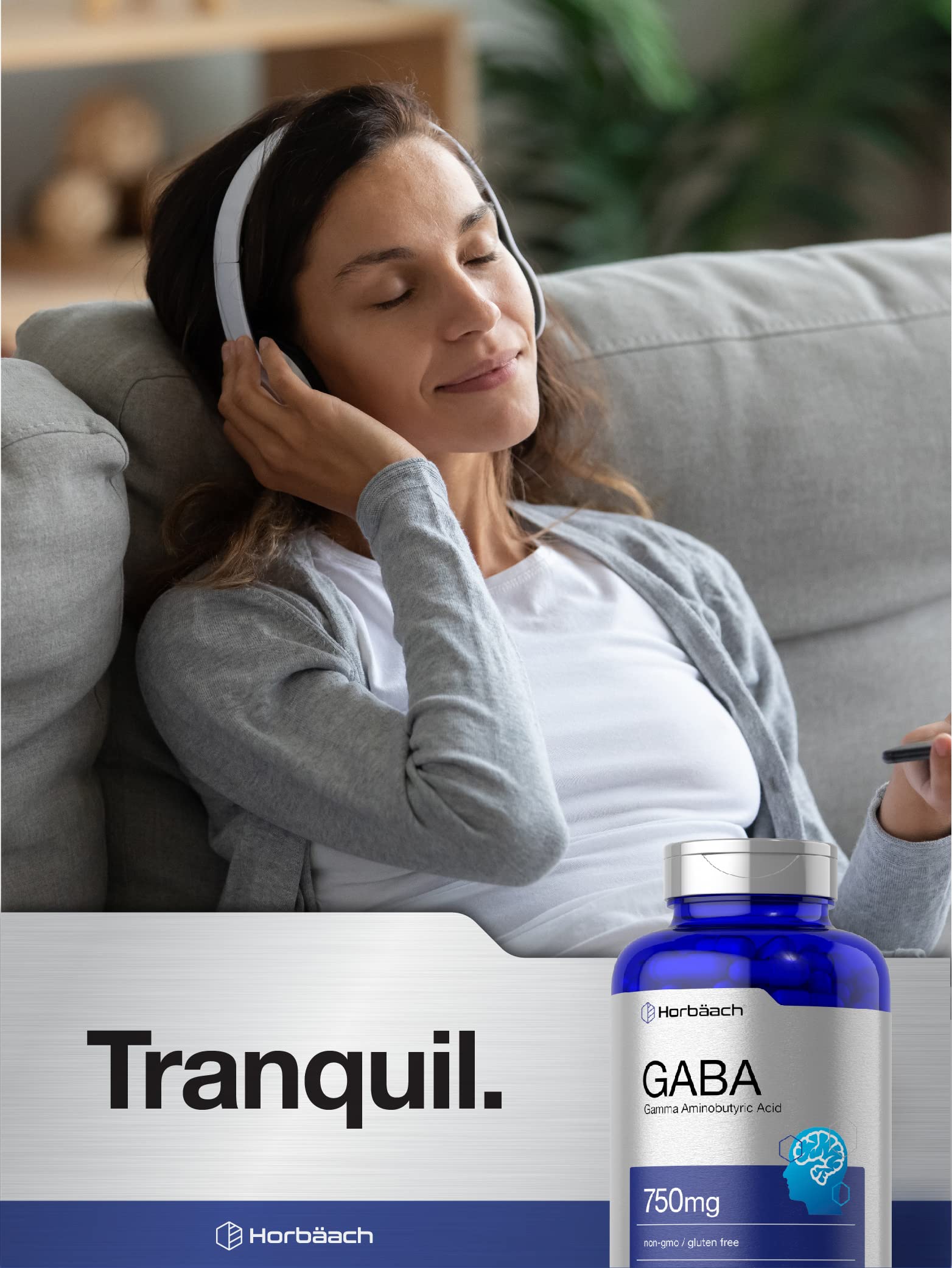 Contenu en gélules Horbaach GABA 750 mg, facile à prendre au quotidien.
