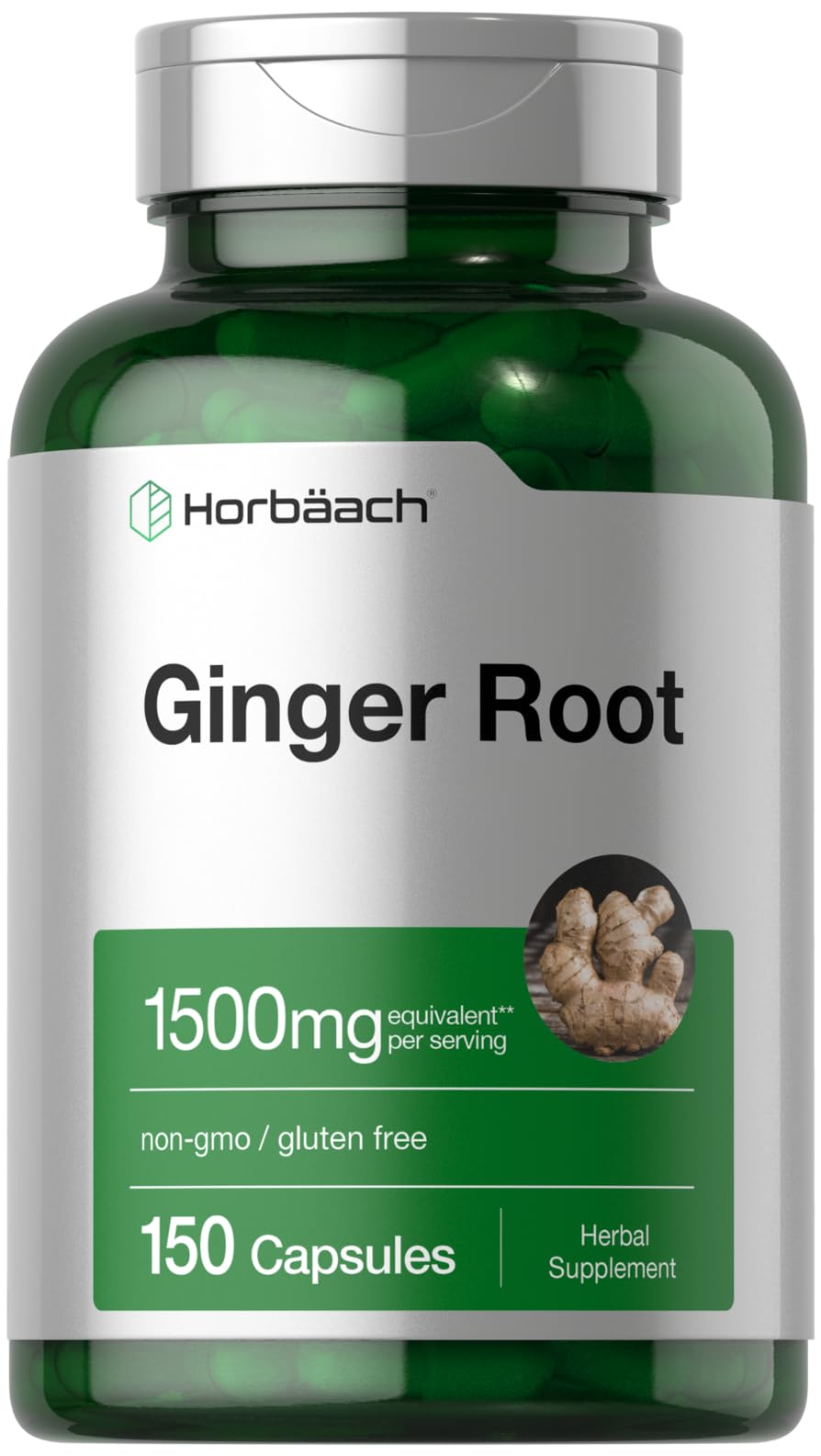 Gélules Horbäach gingembre racine en bouteille pour routine quotidienne