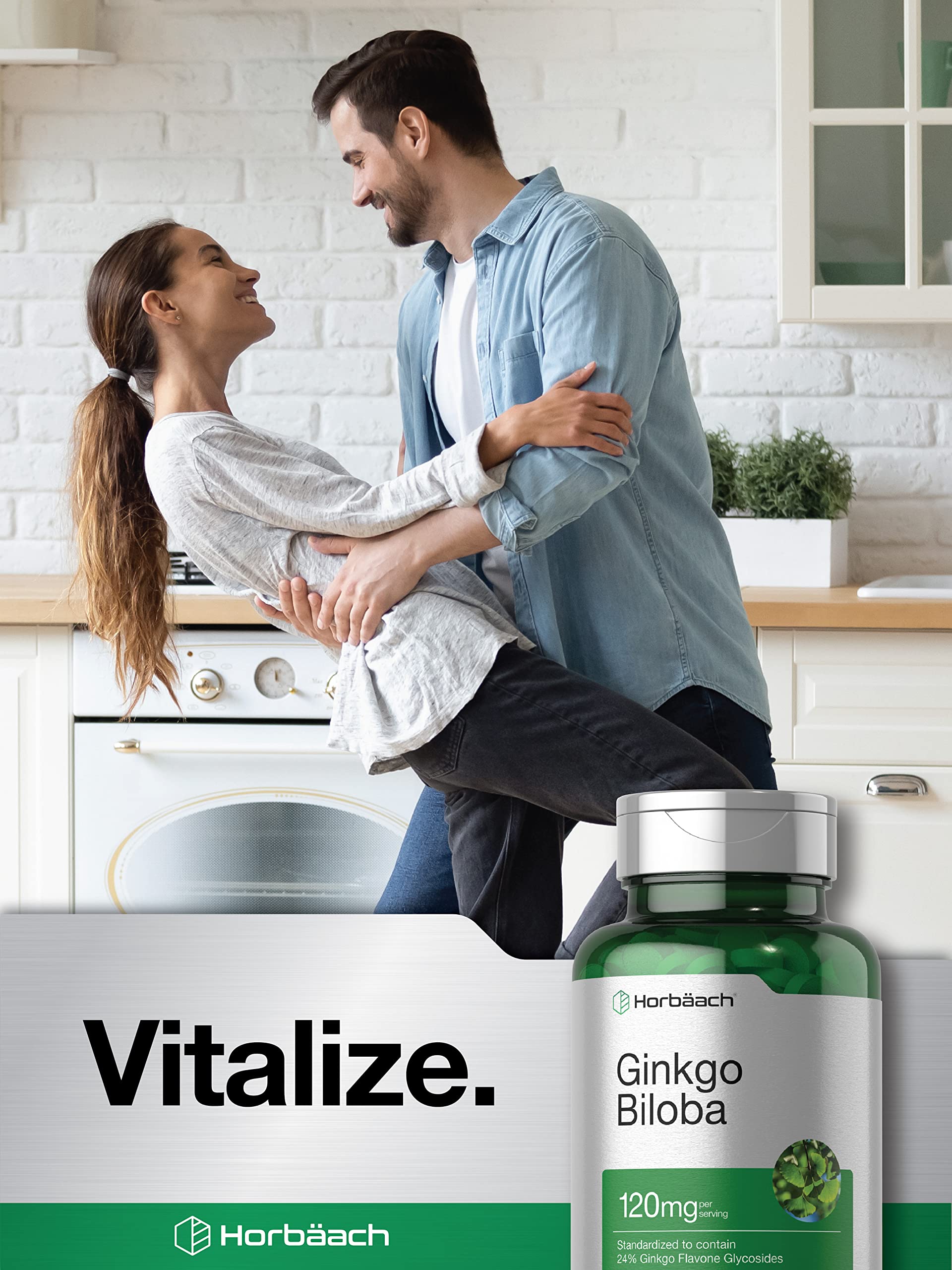 Horbaach Ginkgo Biloba, capsules végétariennes faciles à avaler.