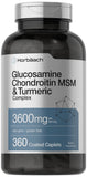 Vue bouteille Horbäach Glucosamine-Chondroitin MSM, 360 caplets, mobilité potentielle.