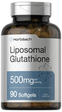 Horbaach Liposomal Glutathione, bouteille 90 capsules molles, prise quotidienne pratique.