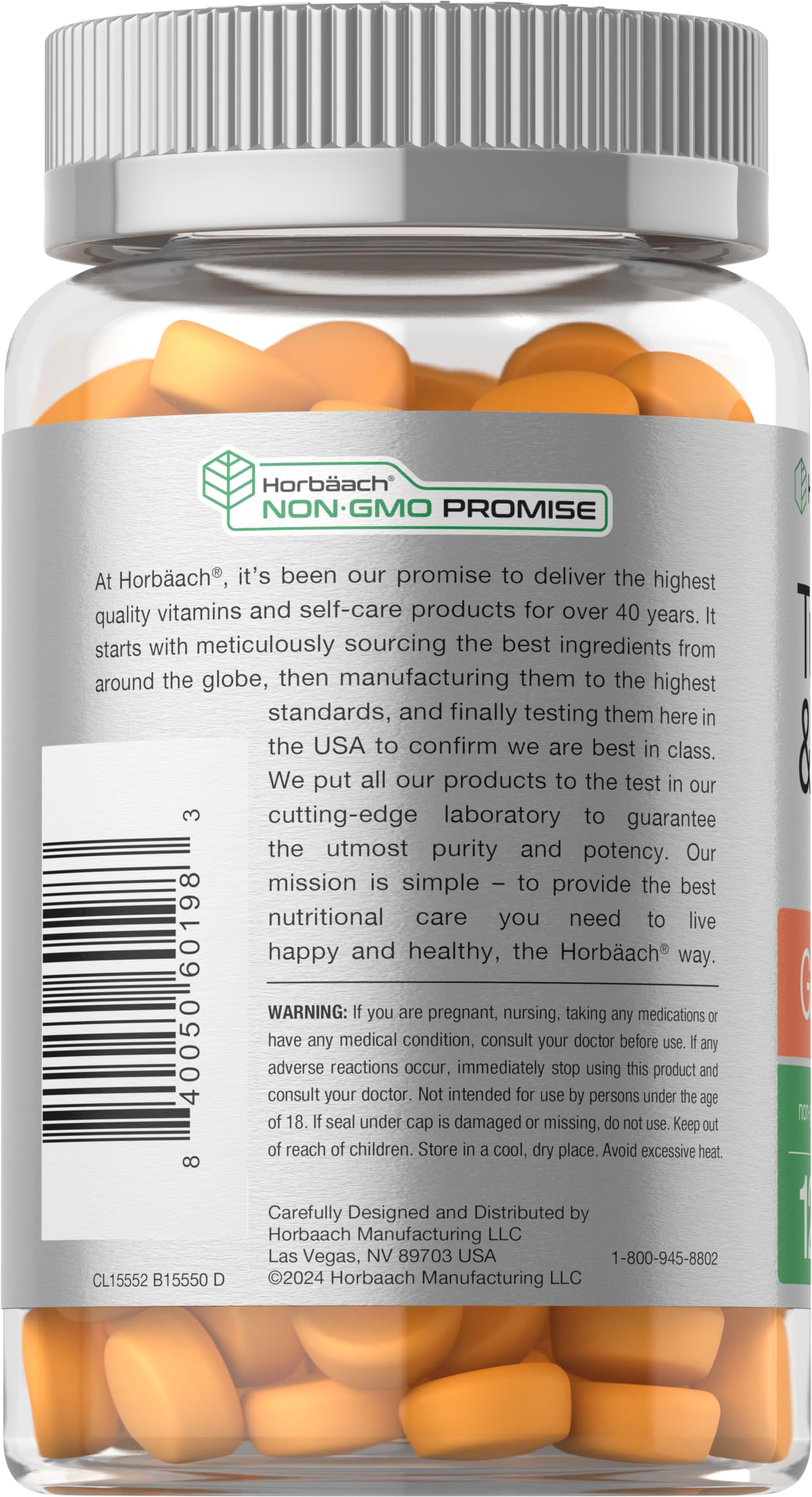 Étiquette colorée Horbäach gommes curcuma gingembre pêche