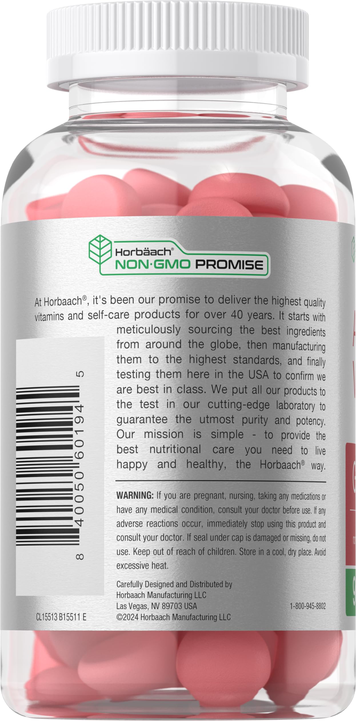 Étiquette Horbäach sur l'emballage, sans OGM et sans gluten.