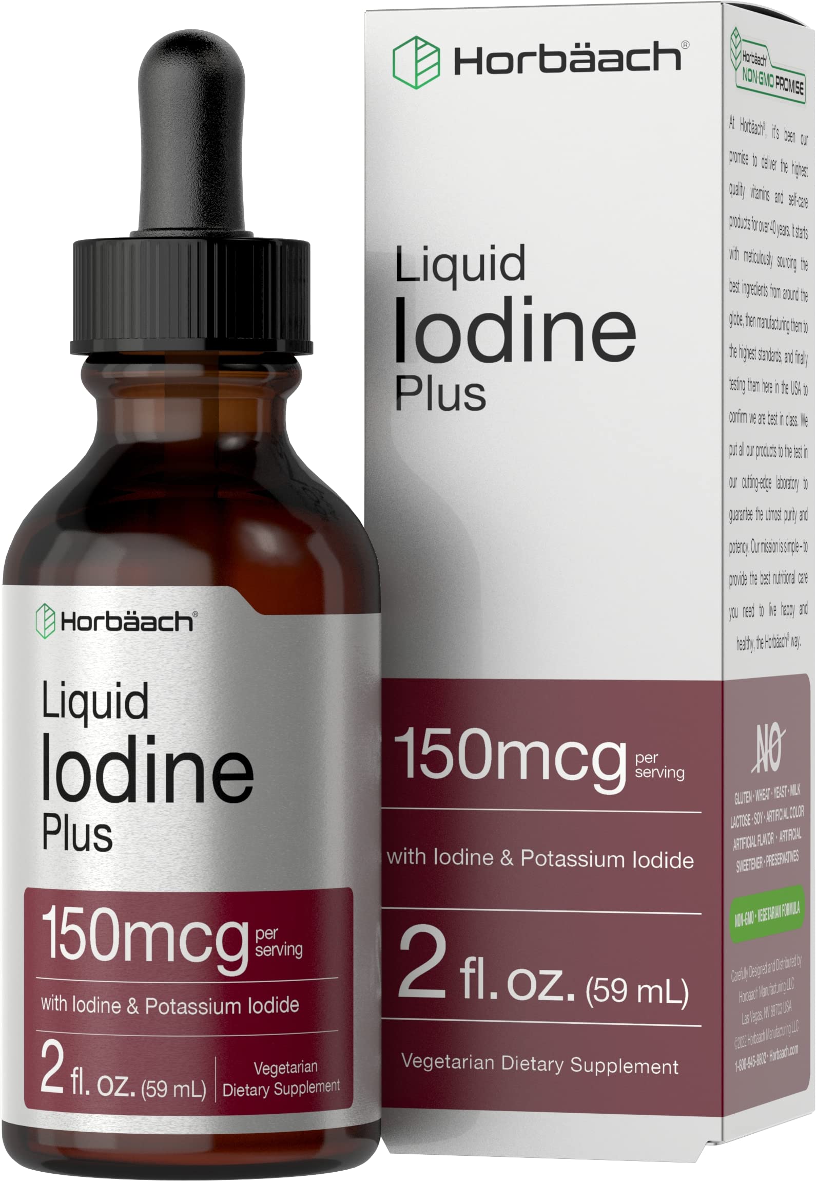 Gouttes d'iode Horbäach dans le flacon, dosage précis pour vos besoins quotidiens.